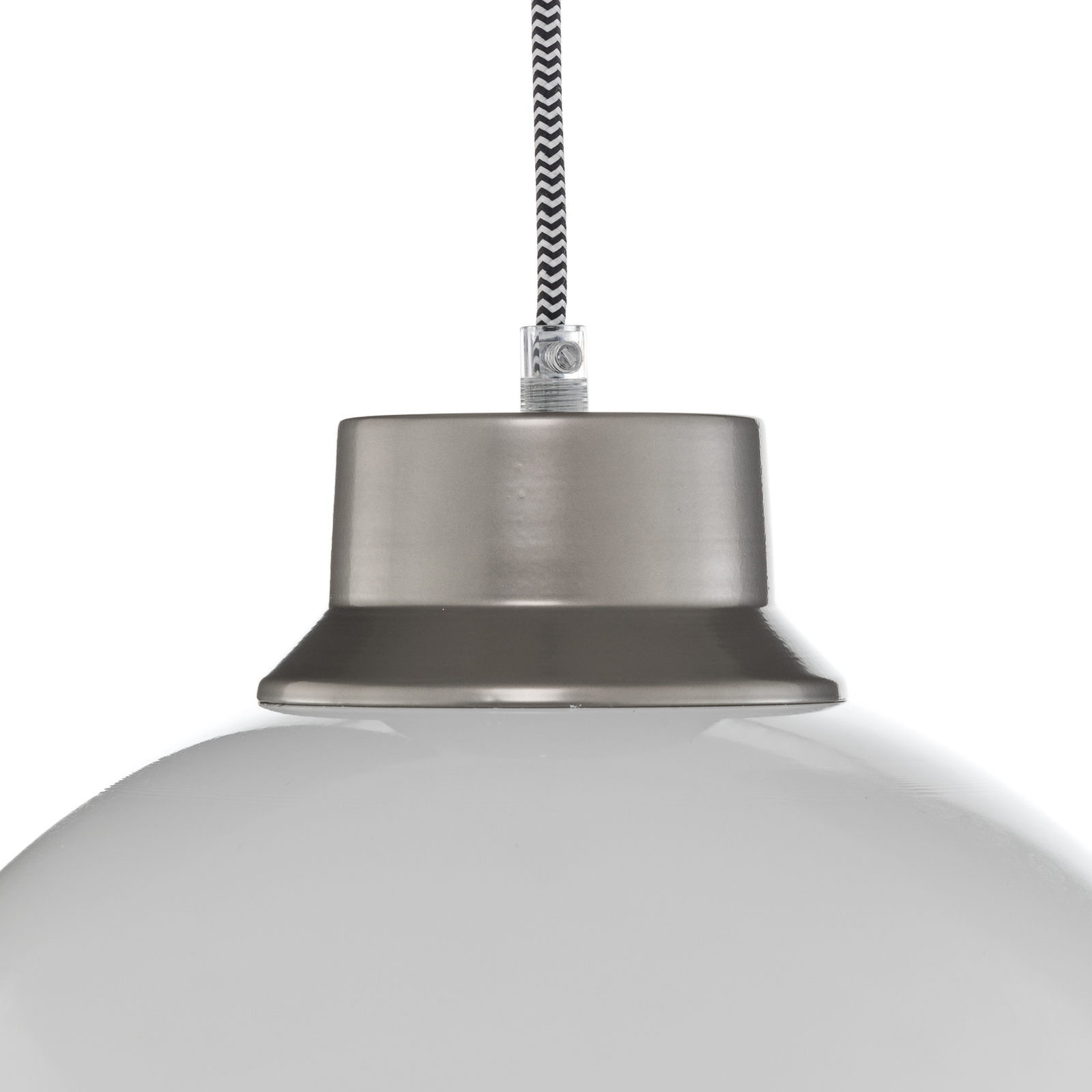 Mara pendant light, silver, opal white lampshade