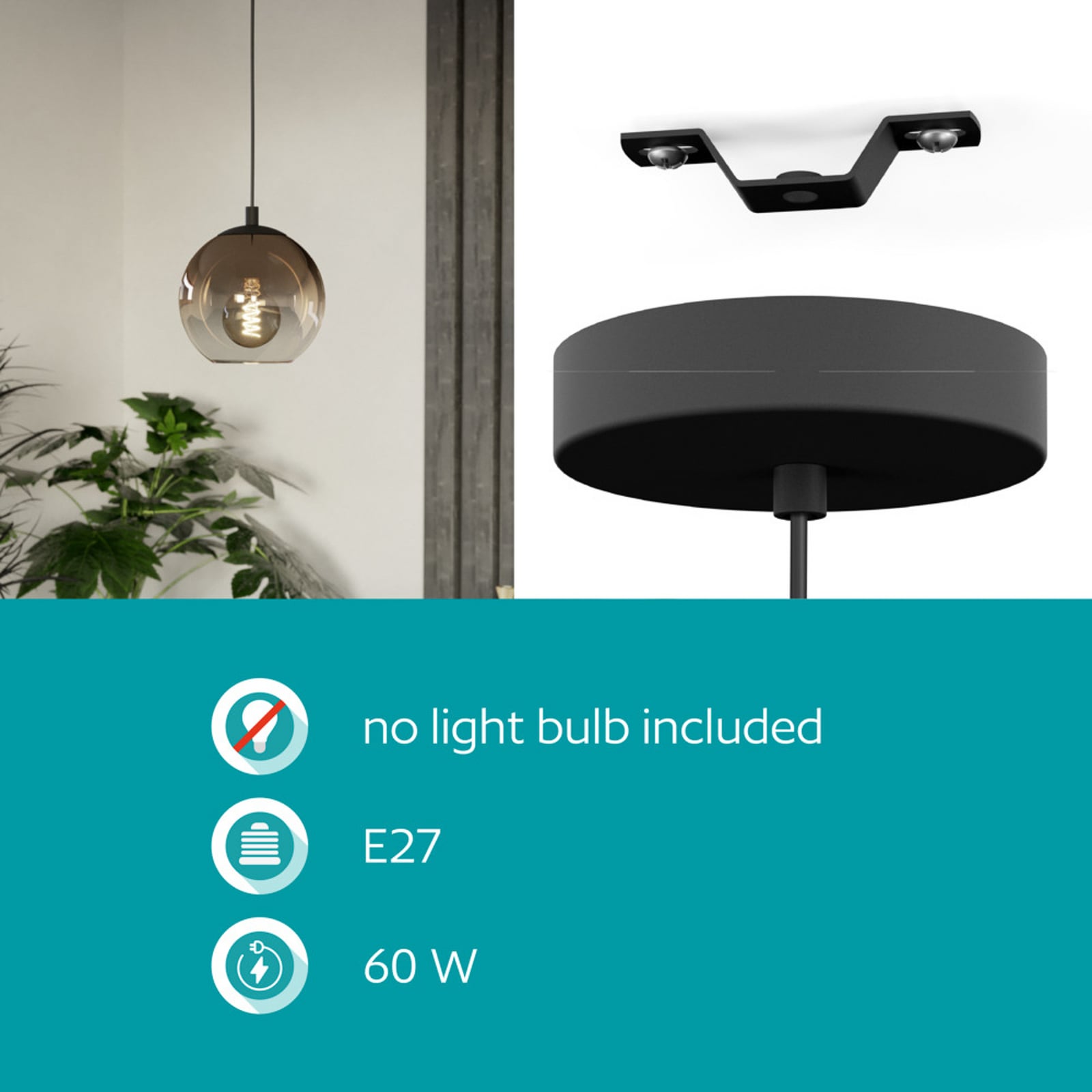 EGLO hanglamp ARISCANI 1, Ø 20 cm, 1-lamp, zwart/koper EGLO hanglamp ARISCANI 1, Ø 20 cm, 1-lamp, zwart/koper