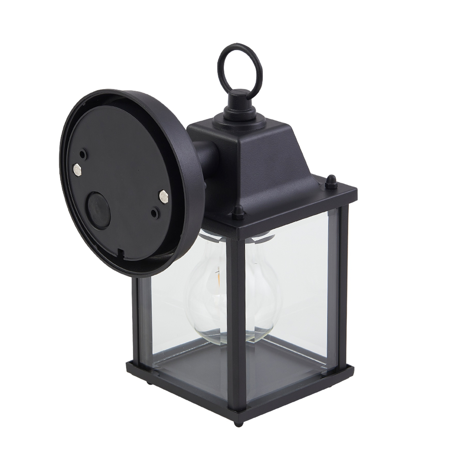 Lindby outdoor wall light Rurik, black, glass, aluminium, E27