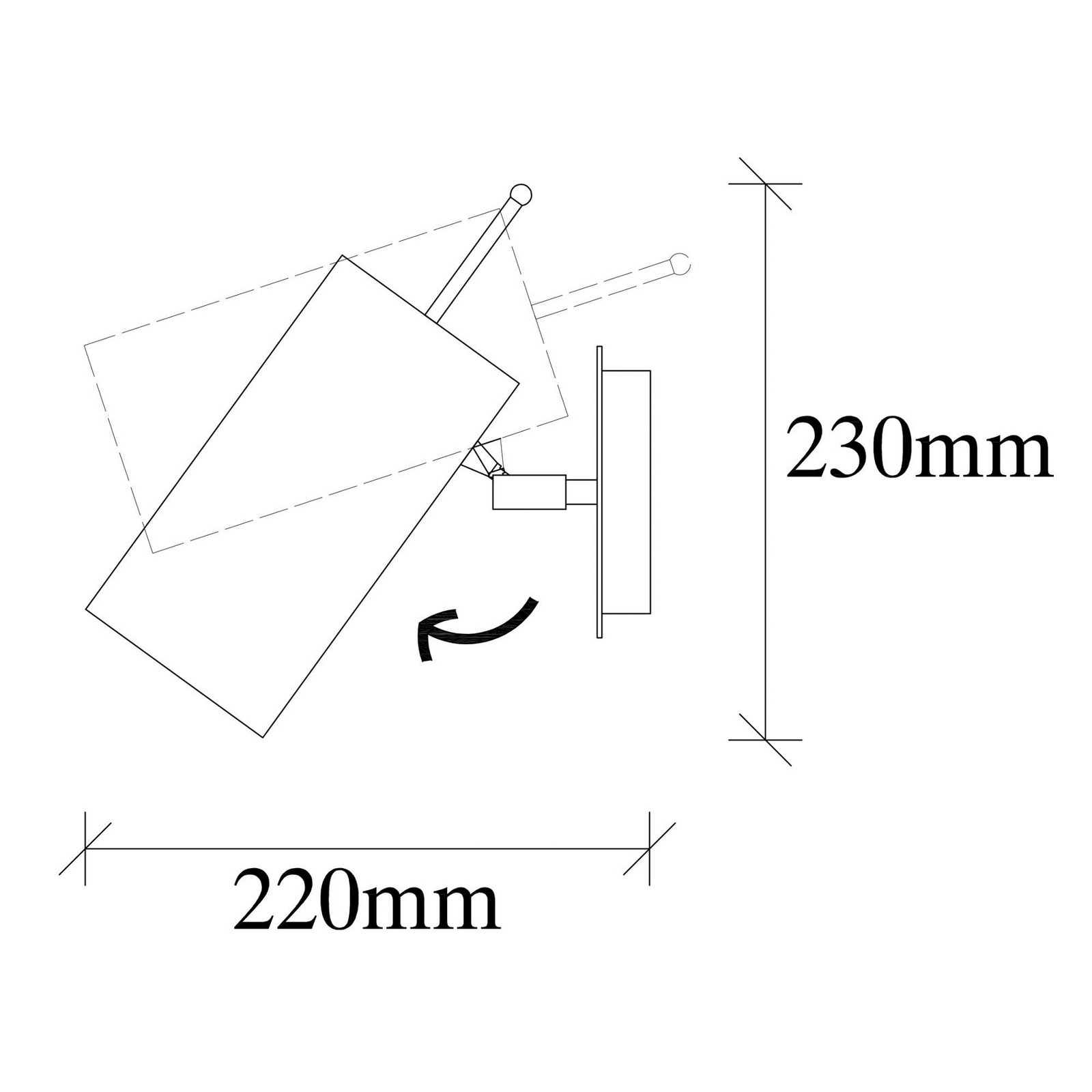 Wandleuchte Kem, messing, Metall, Höhe 23 cm, E27