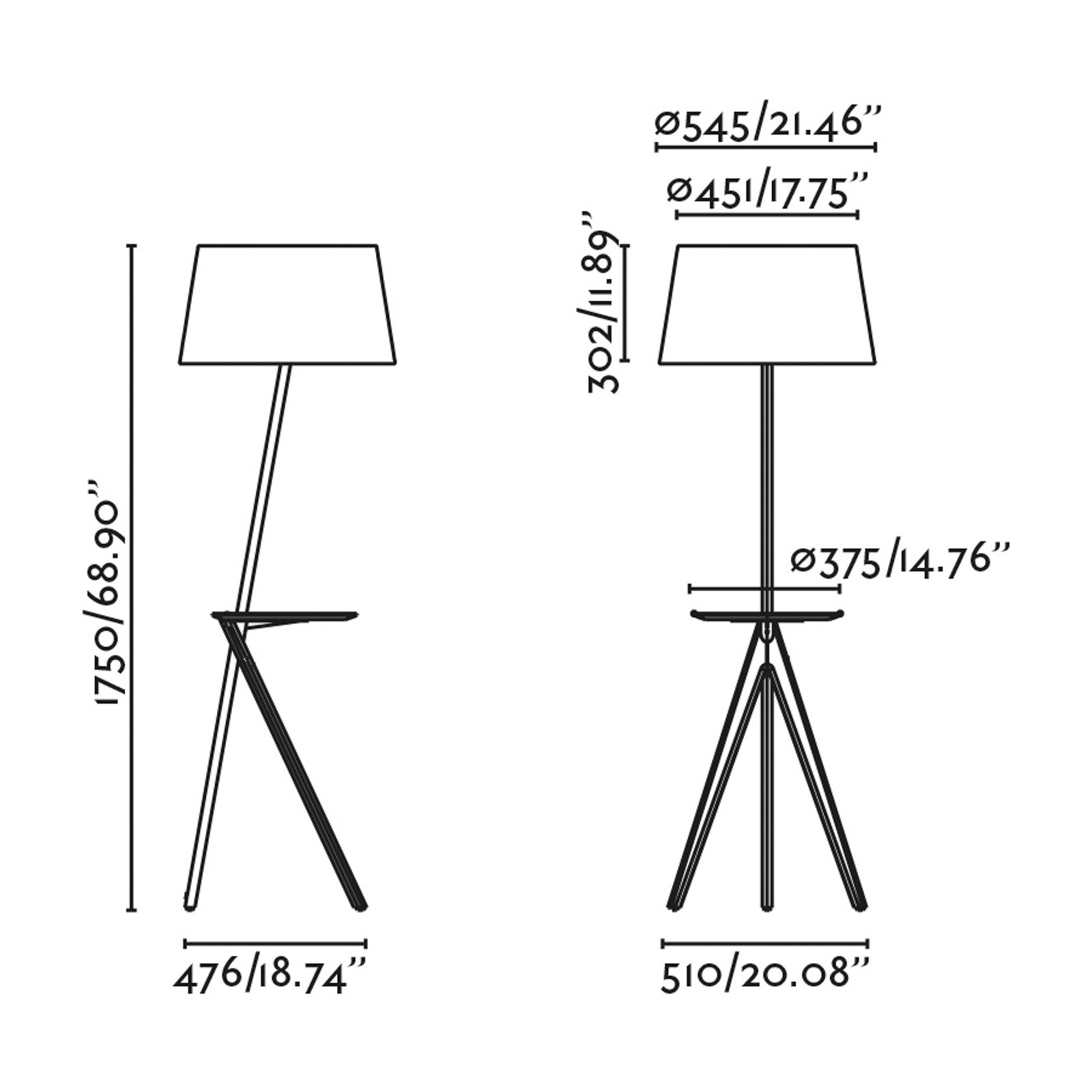 Treewood golvlampa, ask/beige, tyg/trä, höjd 175 cm