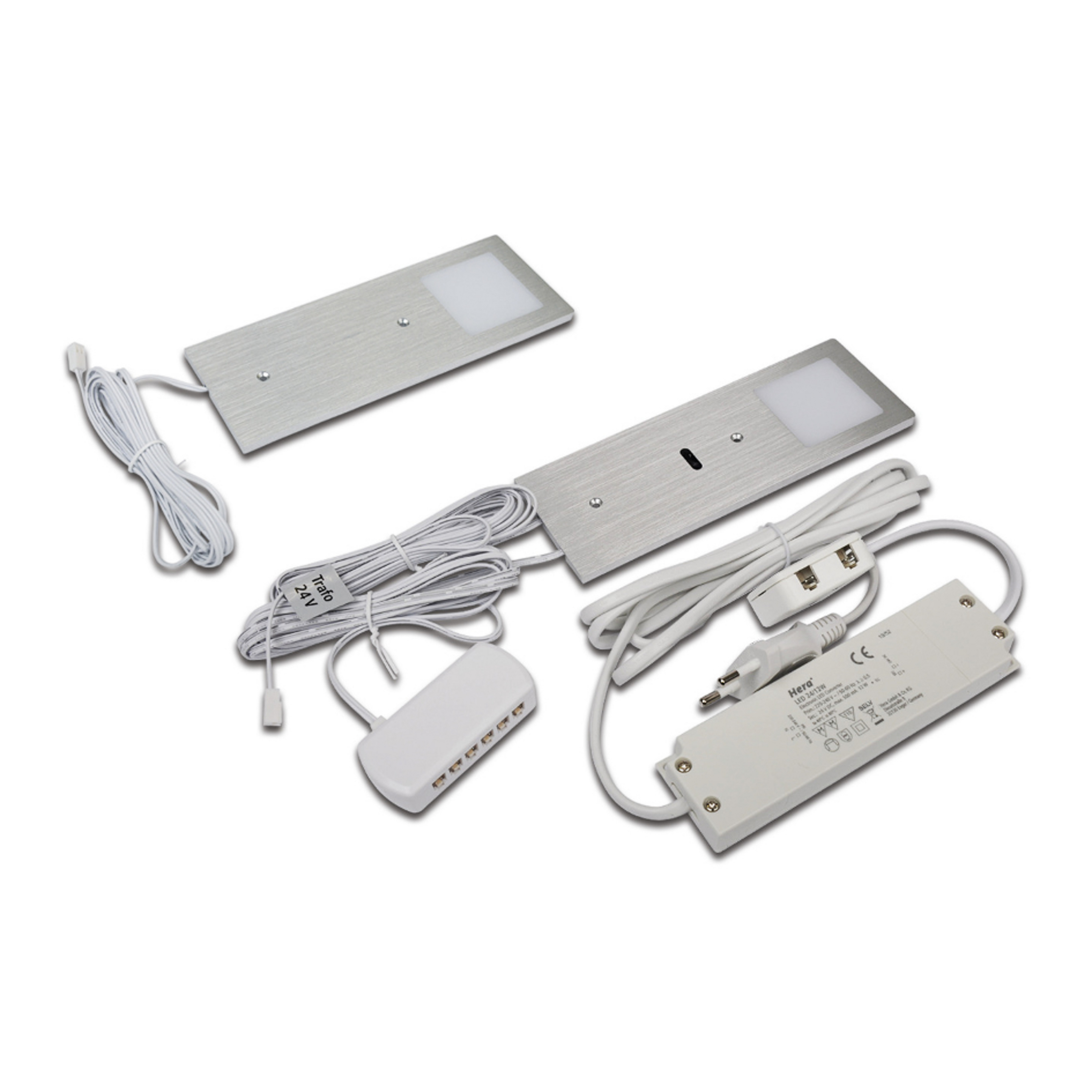 Lampe sous meuble LED Eco-Pad F par 2, 3000K alu