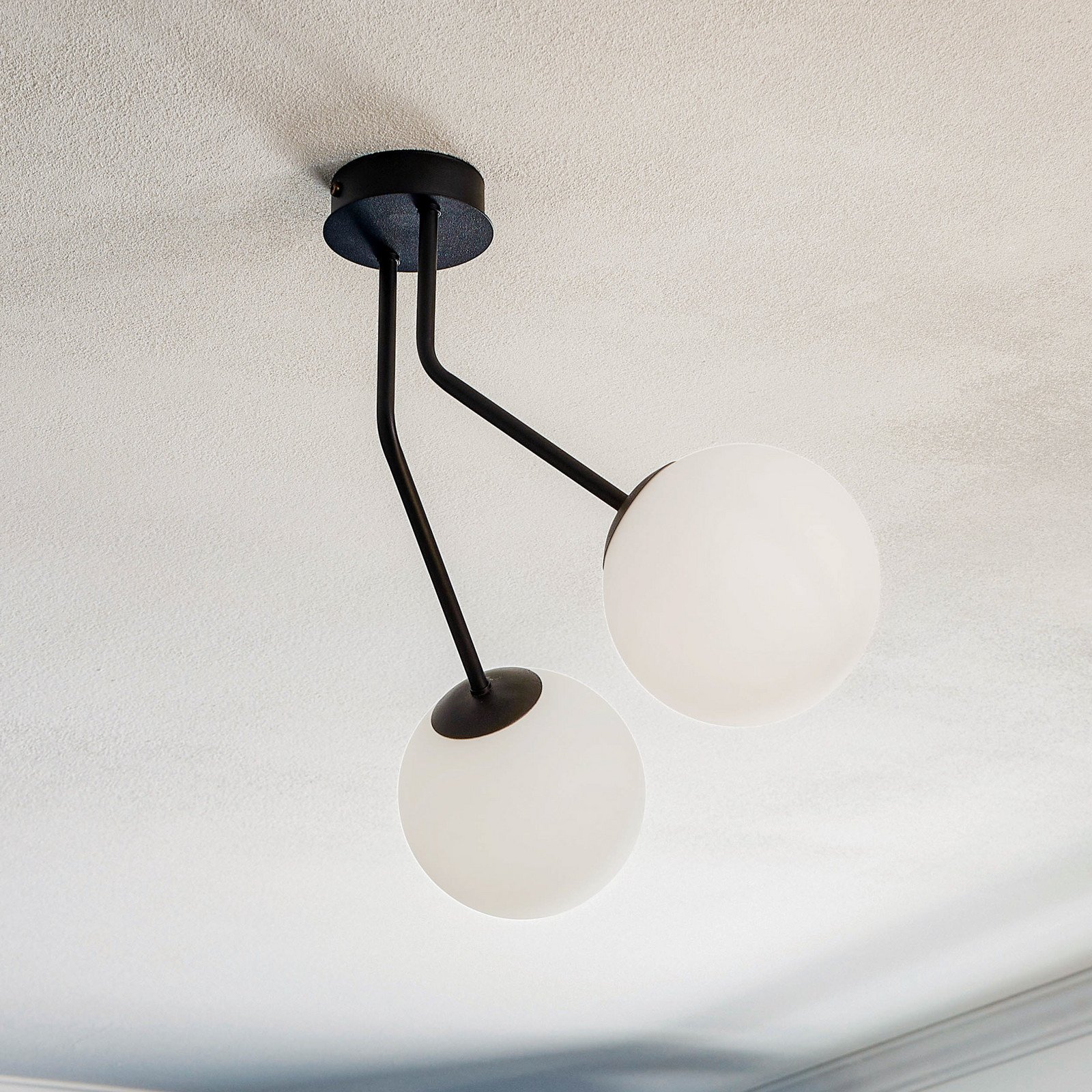 EMIBIG LIGHTING Plafonieră Nova negru/opal 2 becuri - Camera de zi / sufragerie - modern - negru opal - Metal