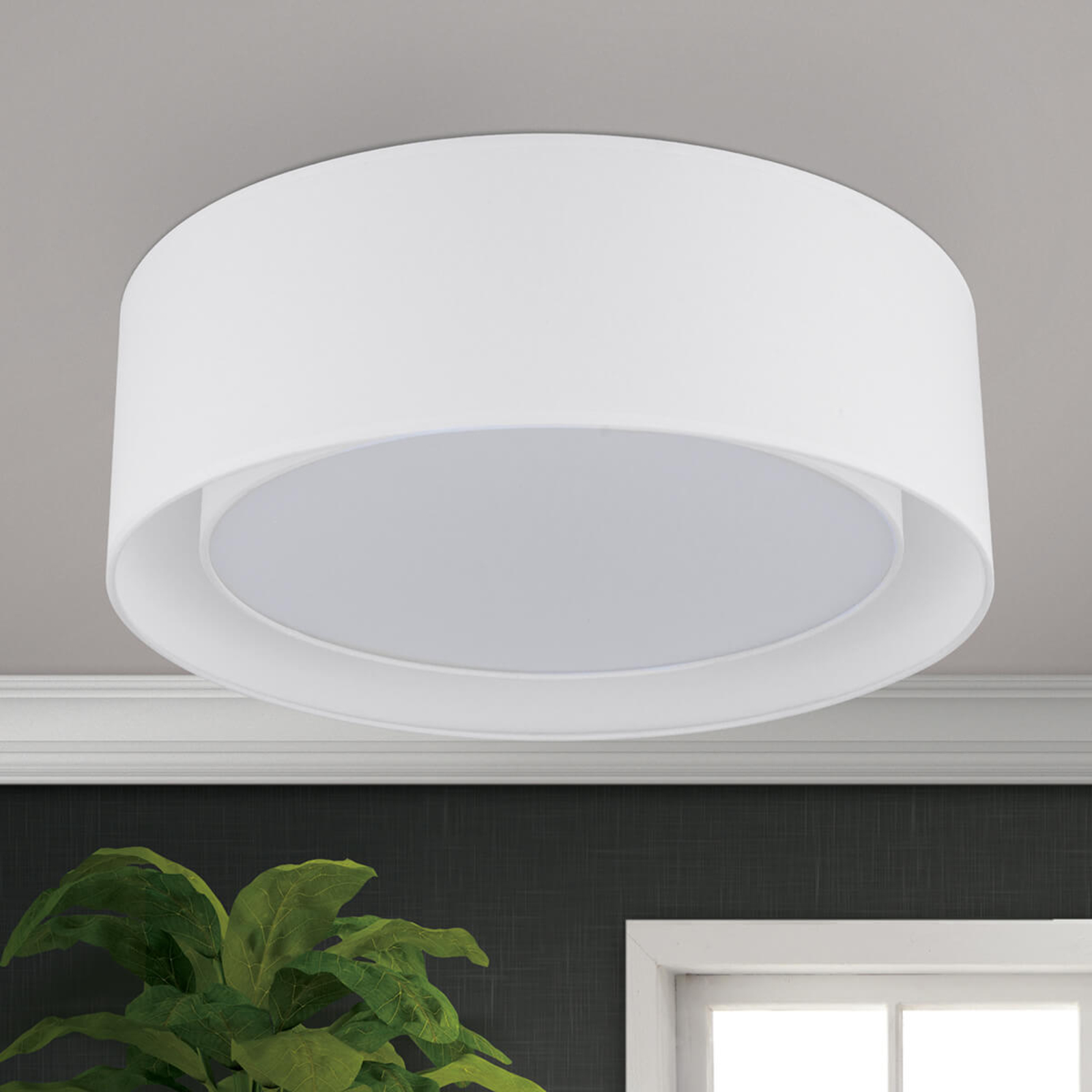 Round fabric ceiling light Antoni in white