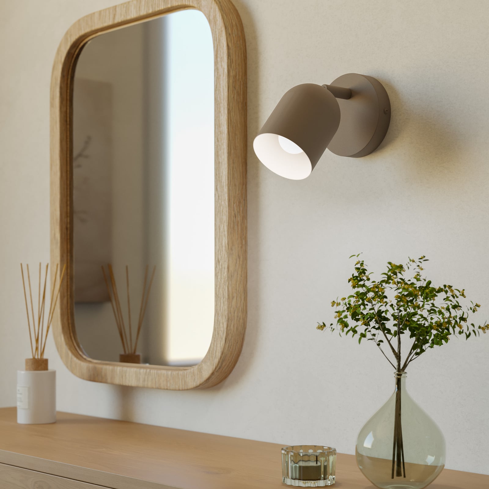 Wandstrahler Tilston, beige, Ø 9 cm, Stahl, E14