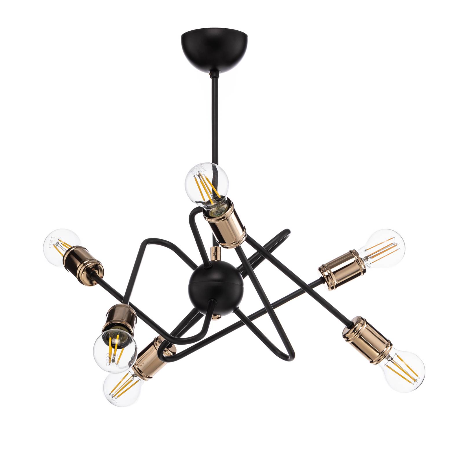 Deckenlampe Virginia 2, sechsflammig, schwarz/gold günstig online kaufen