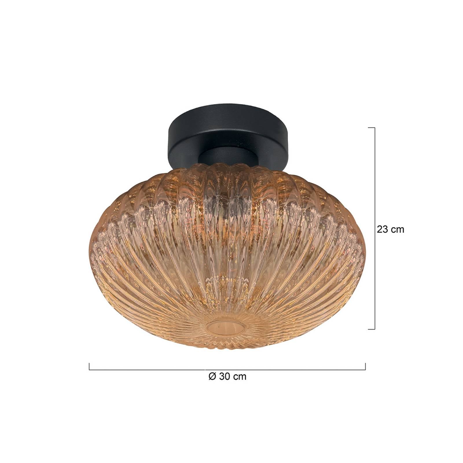  Mexlite Mexlite Bloeba Ceiling Lamp, ø 30 Cm, Black/amber, Glass 