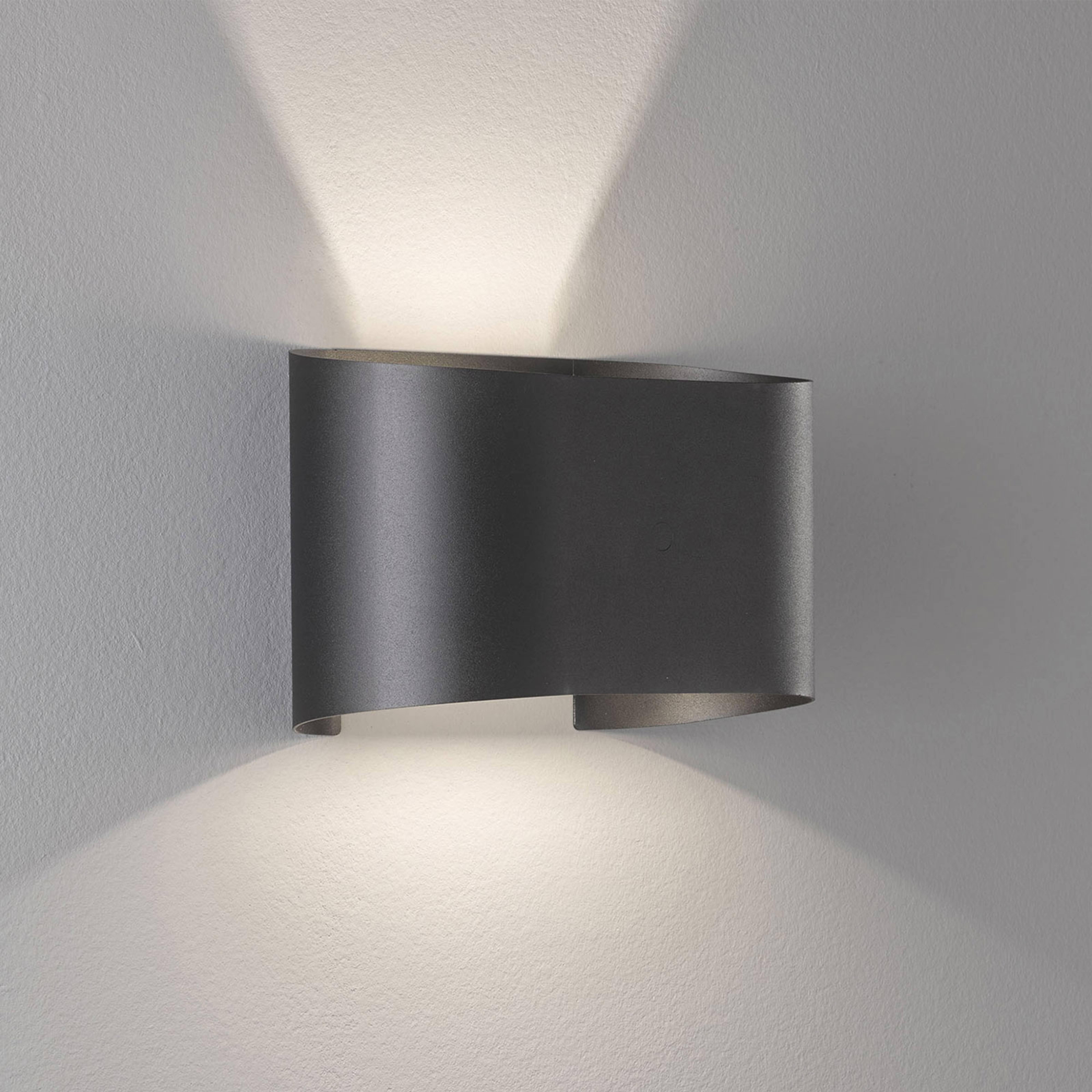 Candeeiro de parede LED de parede, duas luzes, redondo, preto