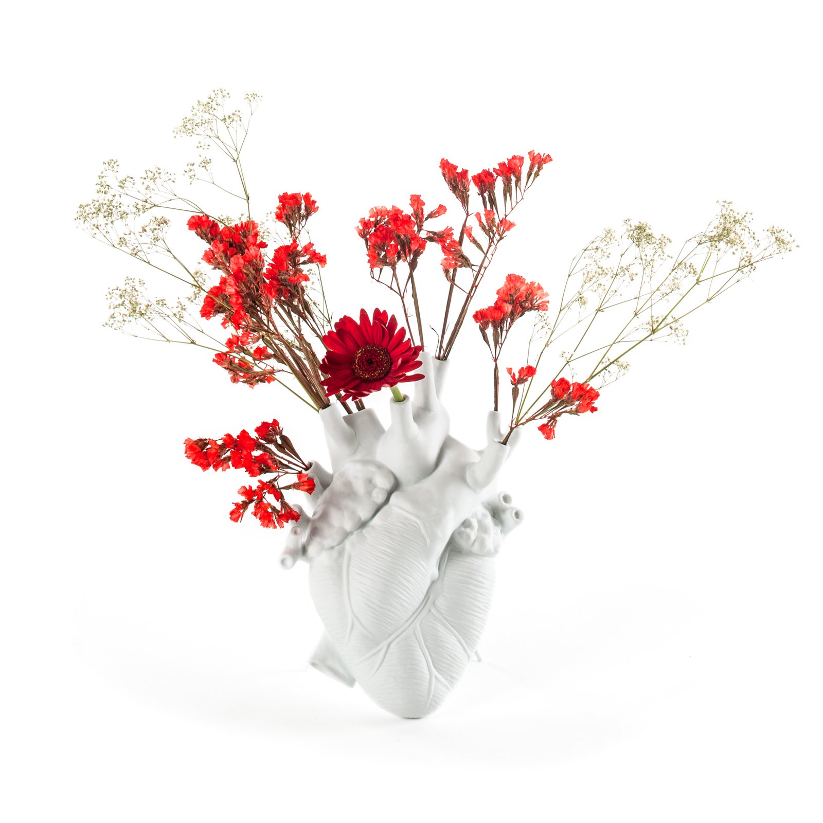 SELETTI Love in Bloom vase, hvit, hjerteformet, porselen