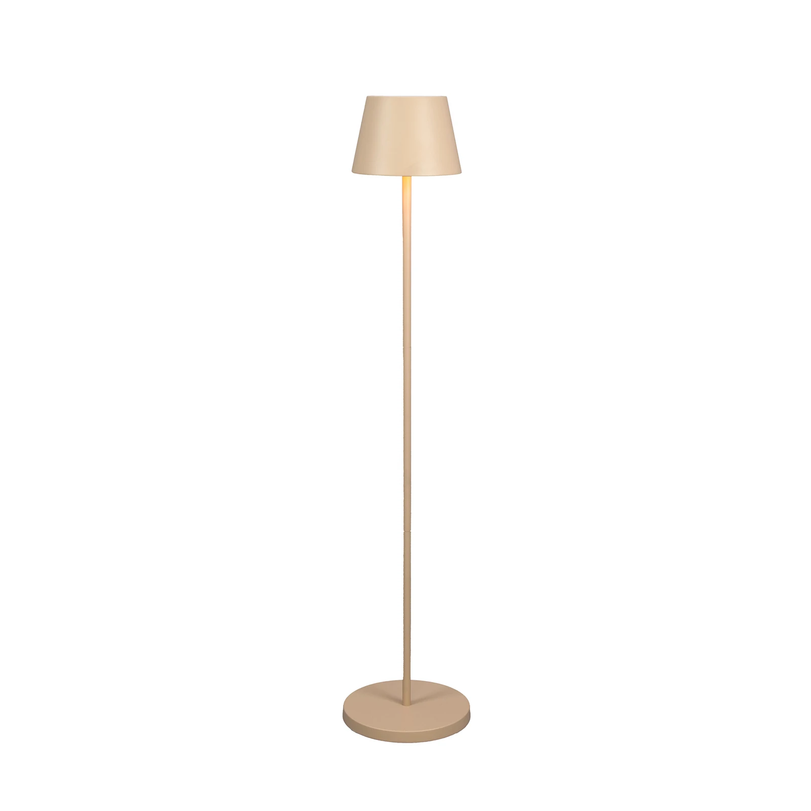 LED-akumulatorska stoječa svetilka Pomezia, peščena barva, 124 cm, IP54, USB