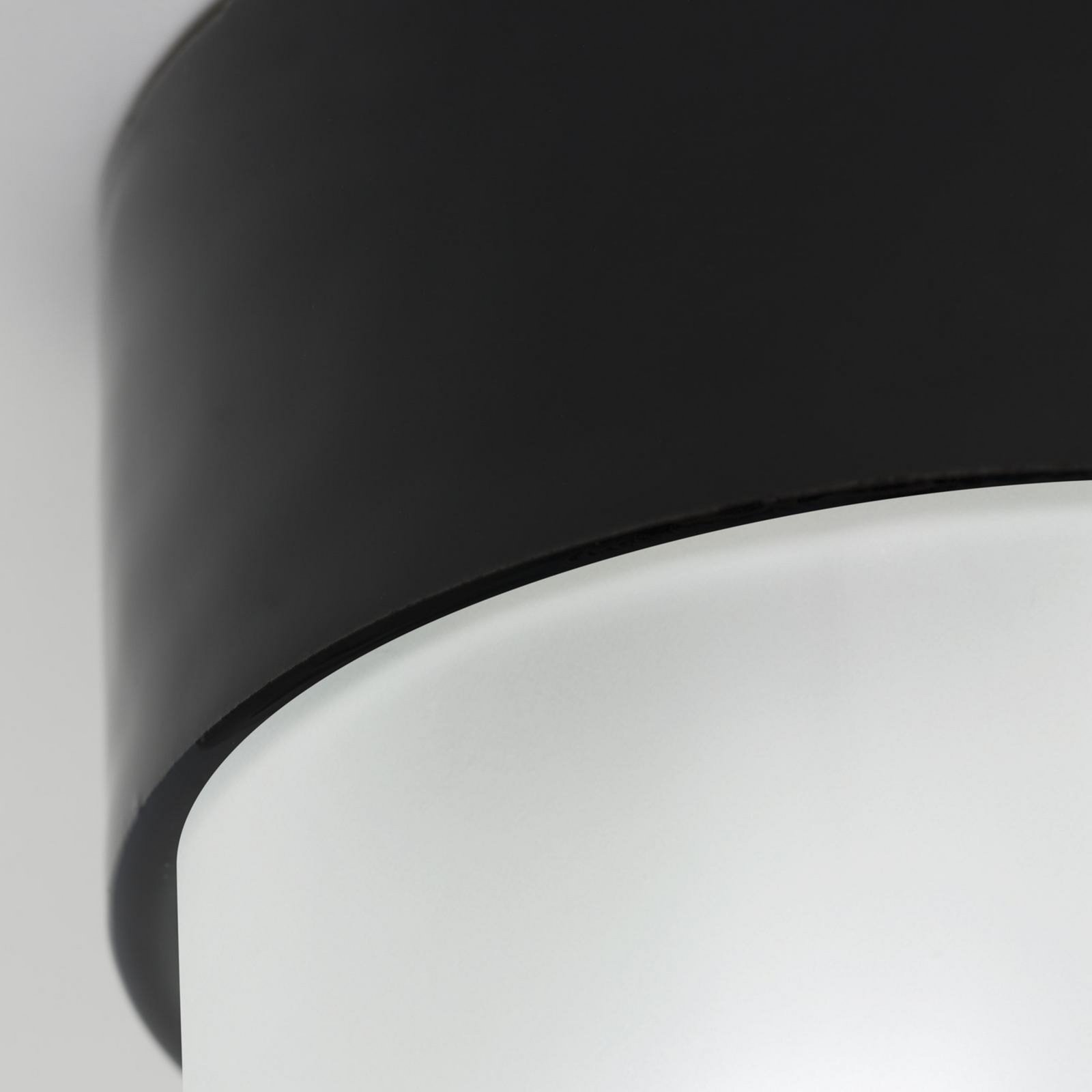Plafonnier Ostia, noir, céramique, verre satiné, E27
