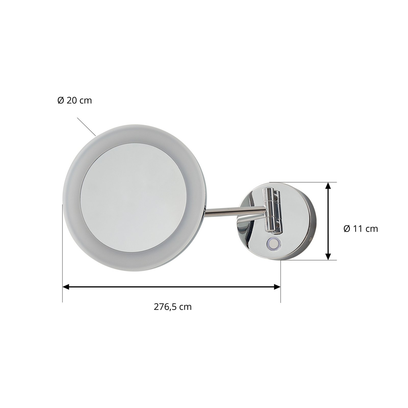 Espejo de cortesía Lucande LED Fyria, cromo, acero, CCT