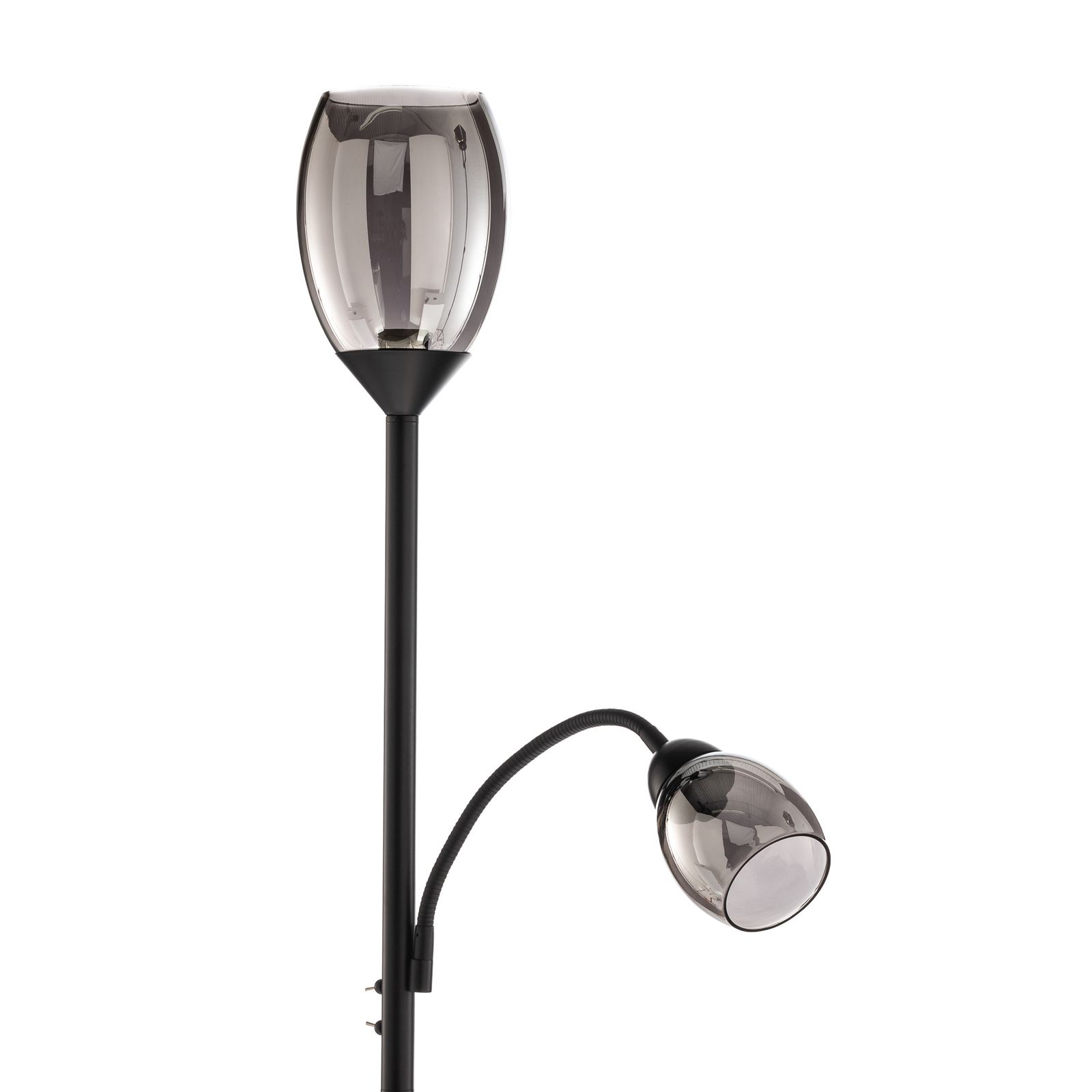 Lindby Irmino floor lamp with smoked glass shades