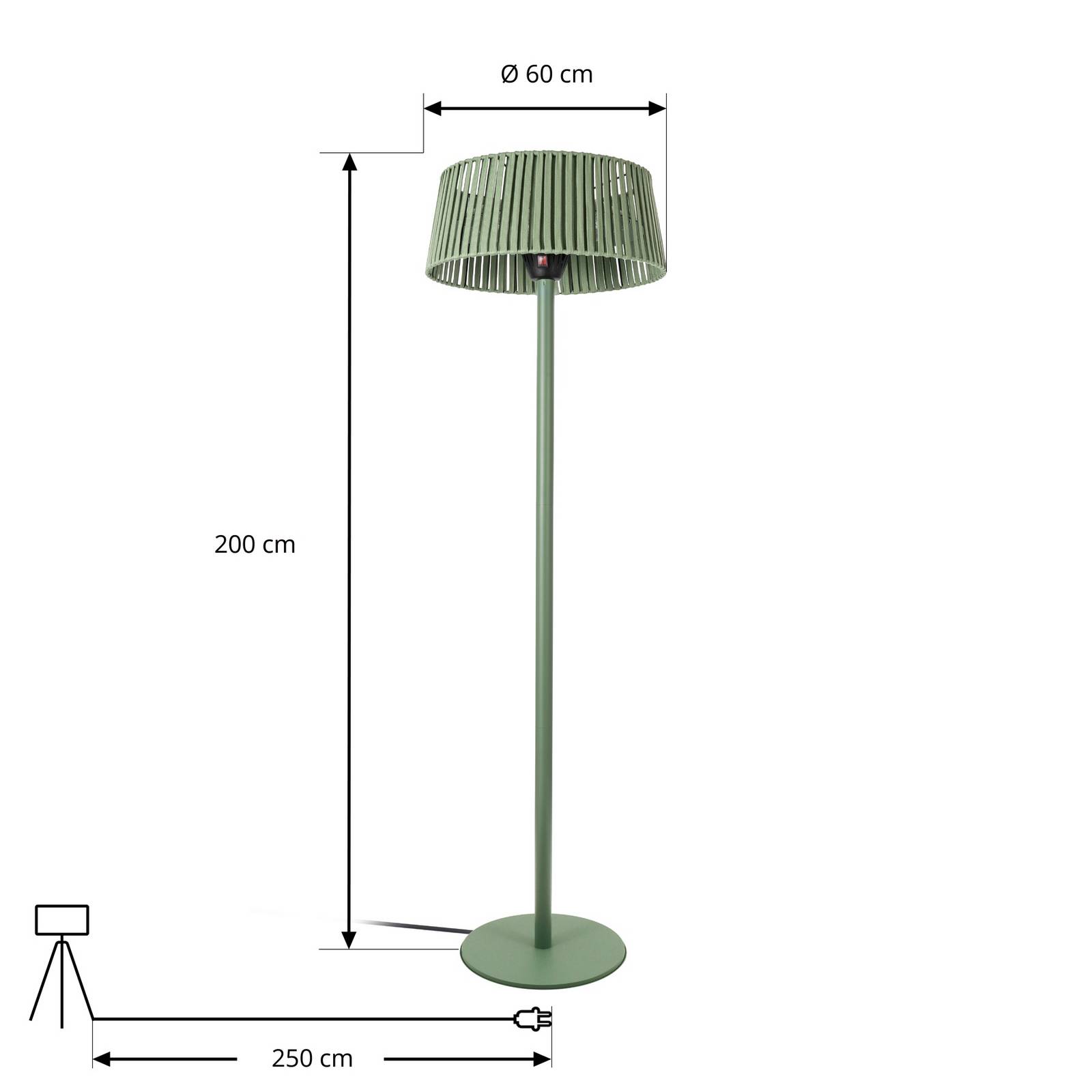 Promiennik grzewczy Lucande Pyravo, zielony, 200 cm, aluminium, IP44
