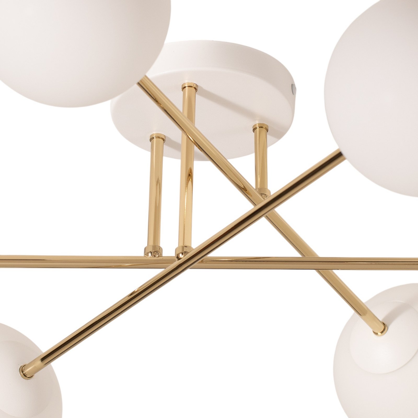 Lampa sufitowa Glassy, 6-punktowa, biała/złota/opalowa