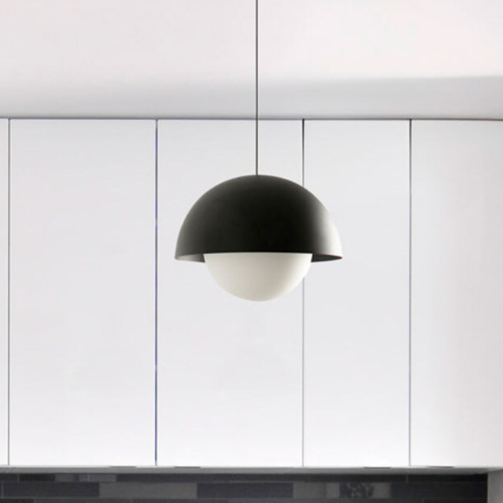 Marisol LED hanging light, black, steel/glass, Ø 30 cm