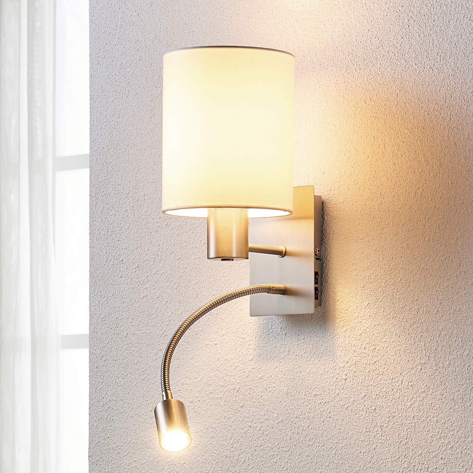 "Lindby Shajan" medžiaginis sieninis šviestuvas LED skaitymo lemputė, 2 vnt