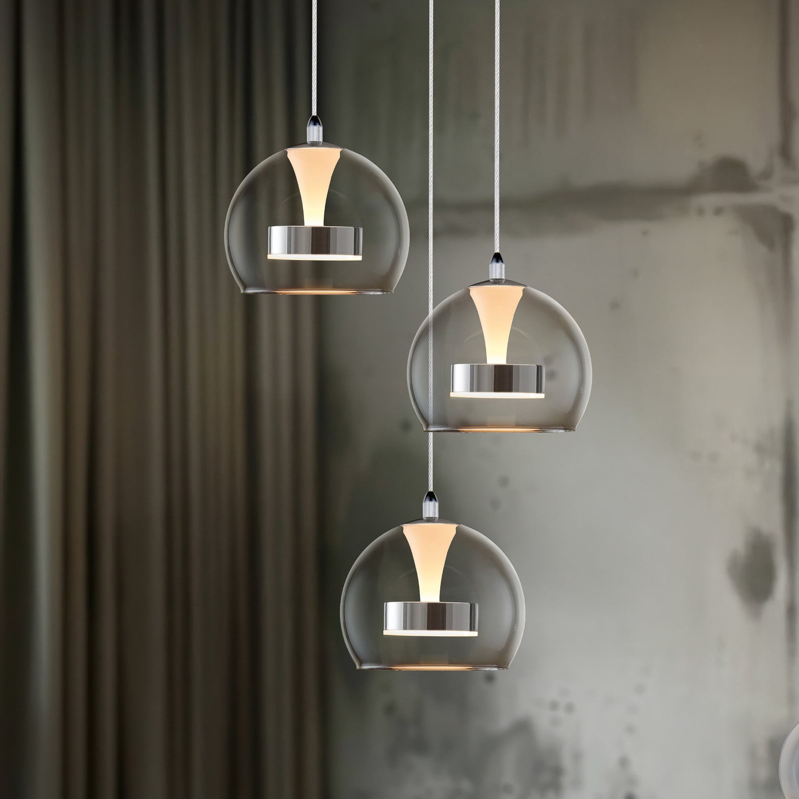 Trio Lighting Lampă suspendată LED Flynt Ø 42 cm culoare crom metal CCT 3 becuri - Camera de zi / sufragerie - Modern - crom transparent