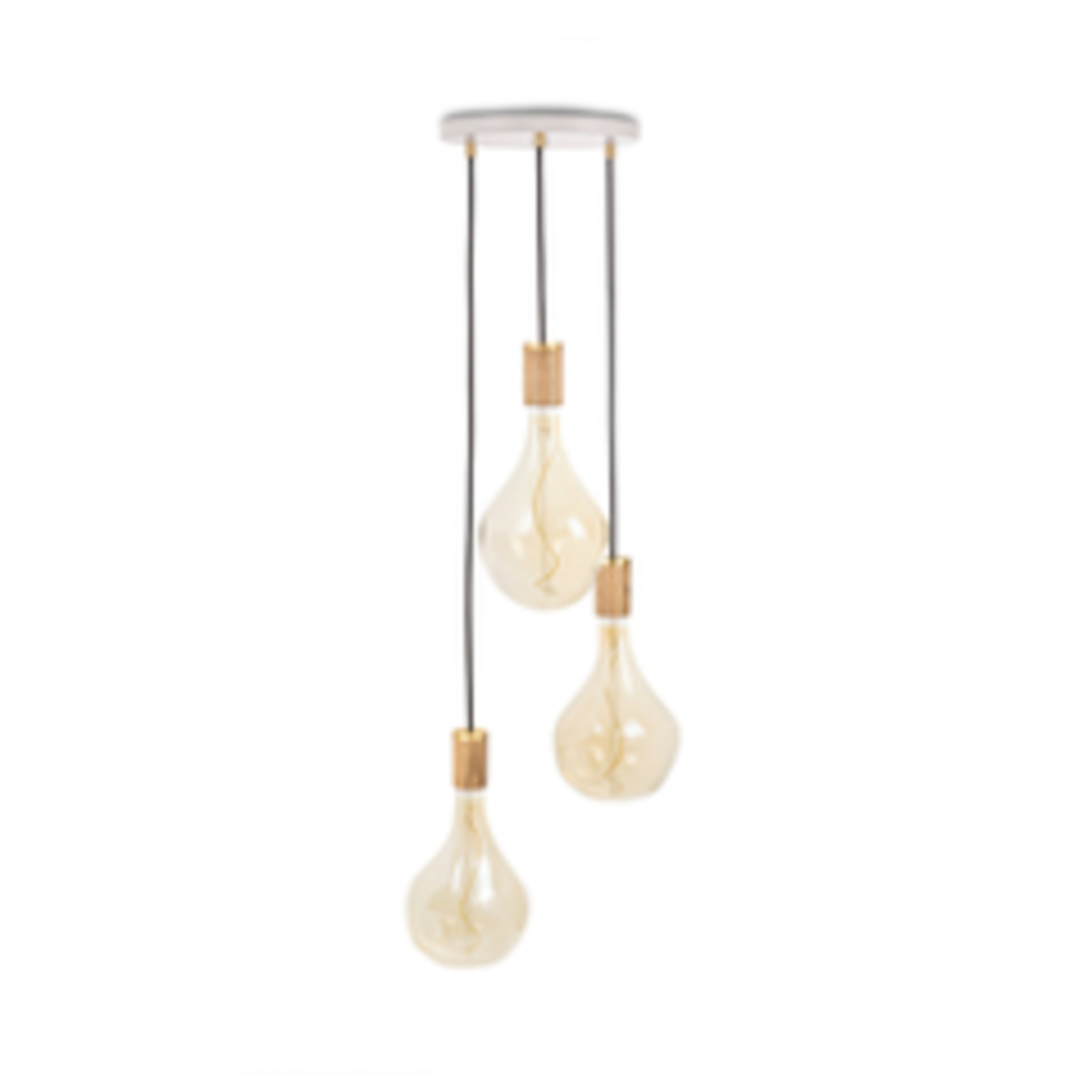 Tala hanglamp Triple Pendel rond, E27 helder, wit/eikenhout