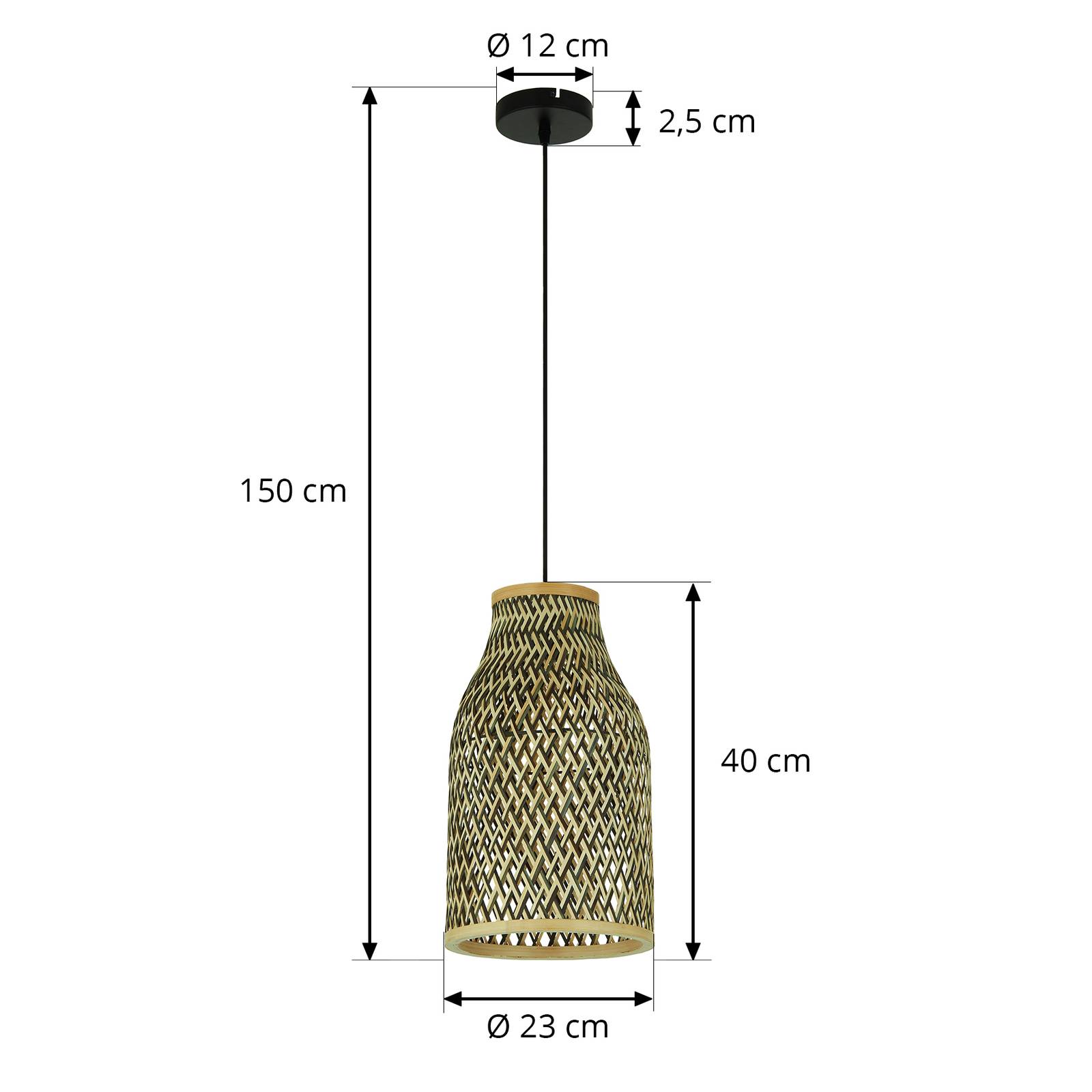 Lampa wisząca Matvi, Ø 23 cm, bambus, E27