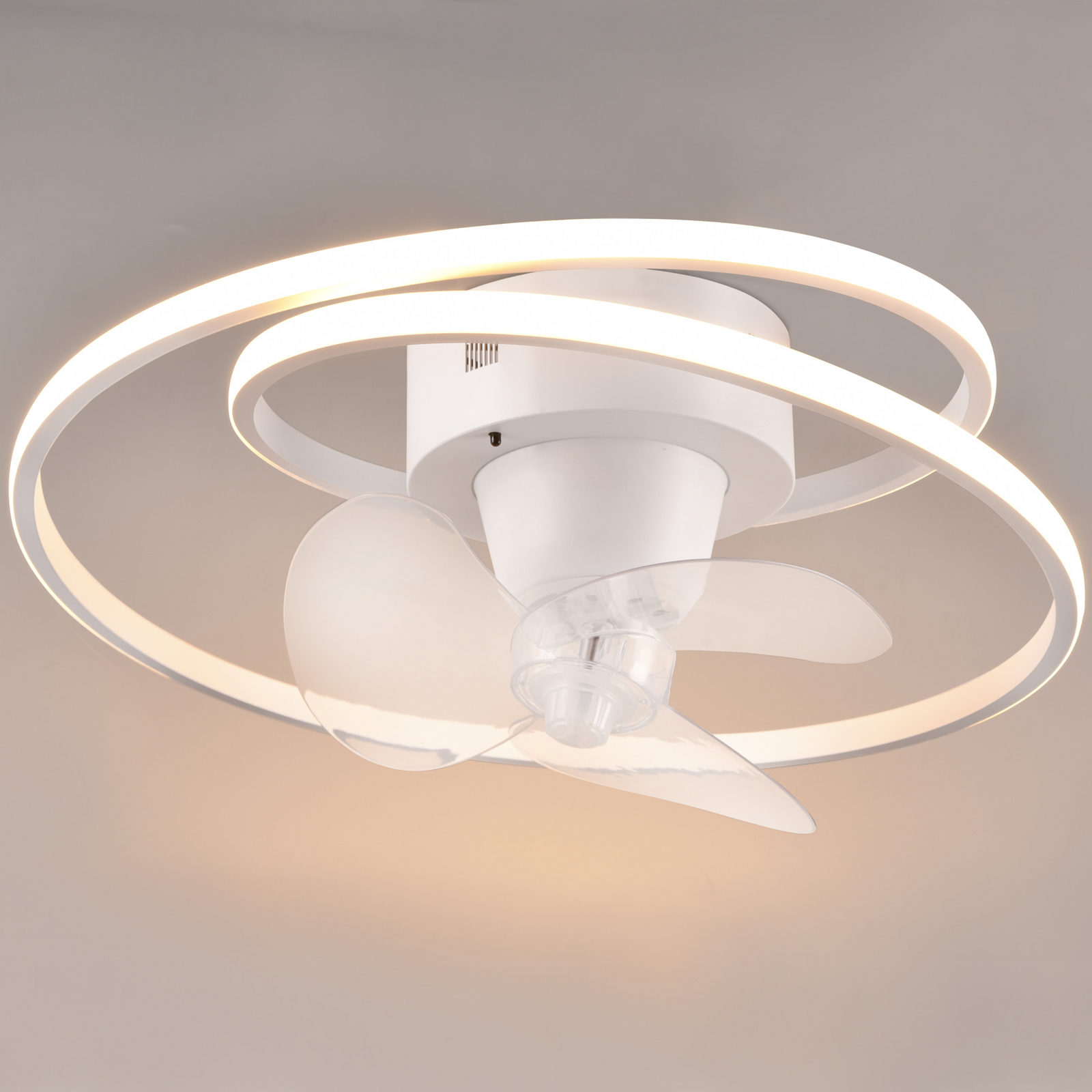 LED-tuuletin Umea, valkoinen, DC, hiljainen, Ø 50 cm, CCT, kaukosäädin