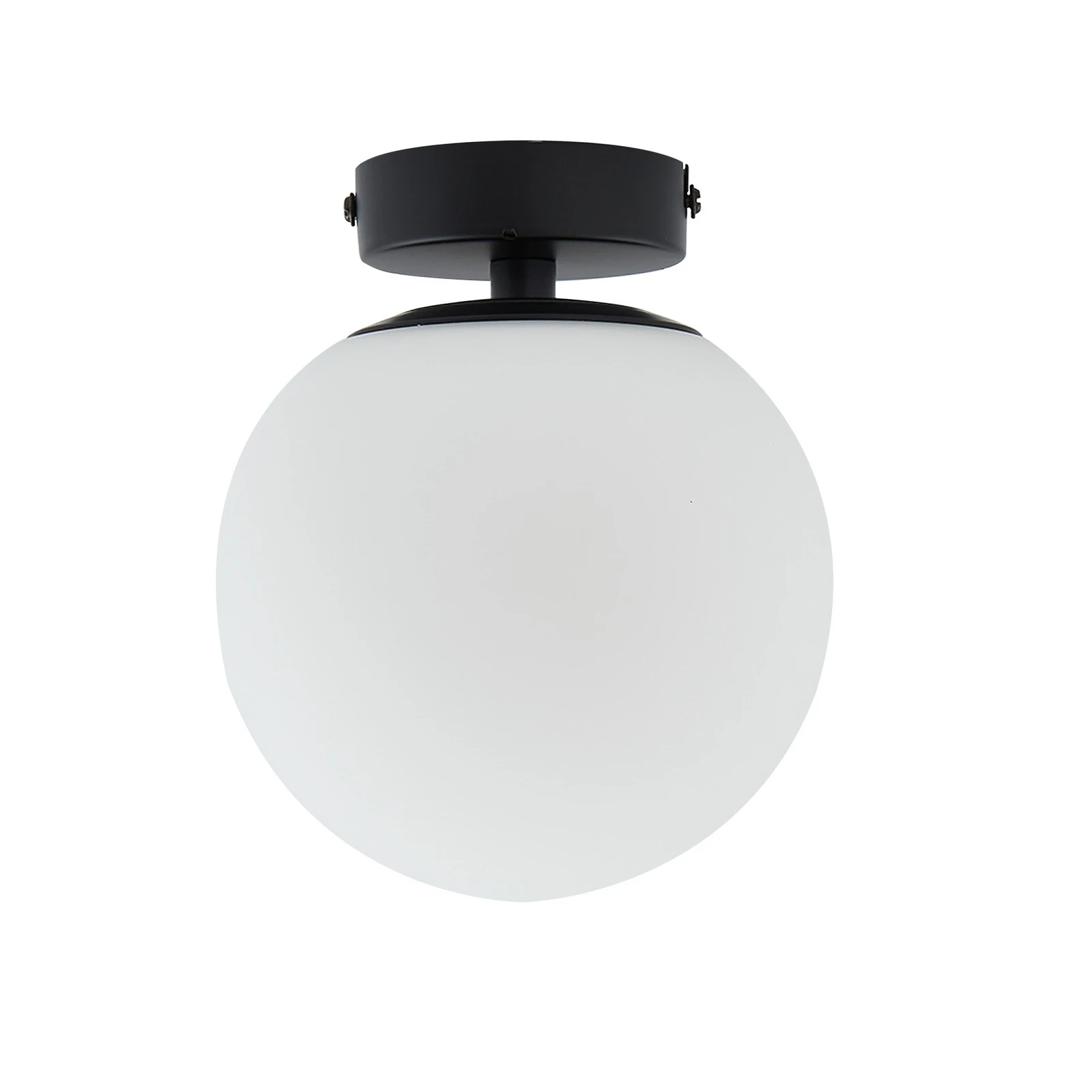 Plafonieră Lucande Bidolo, negru, sticlă, Ø 15 cm, IP44