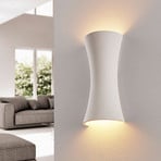 Lindby Edon wall light, white, plaster, concave, 30 cm