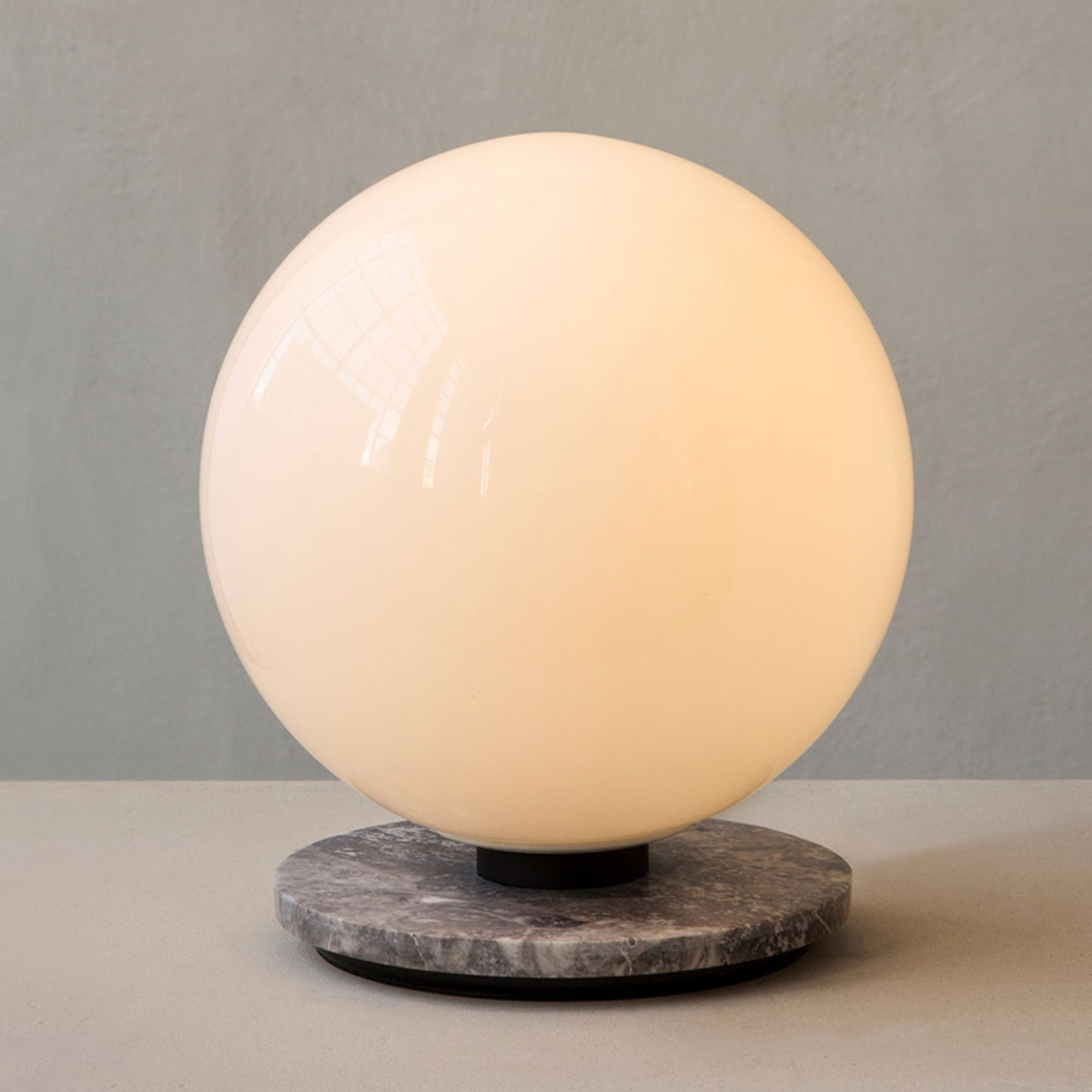 MENU Menu TR Bulb DTW table 22 cm marble/glossy opal, for Living / Dining Room, opal glass, marble, E27, 6 W, energy efficiency: A+, H: 22 cm