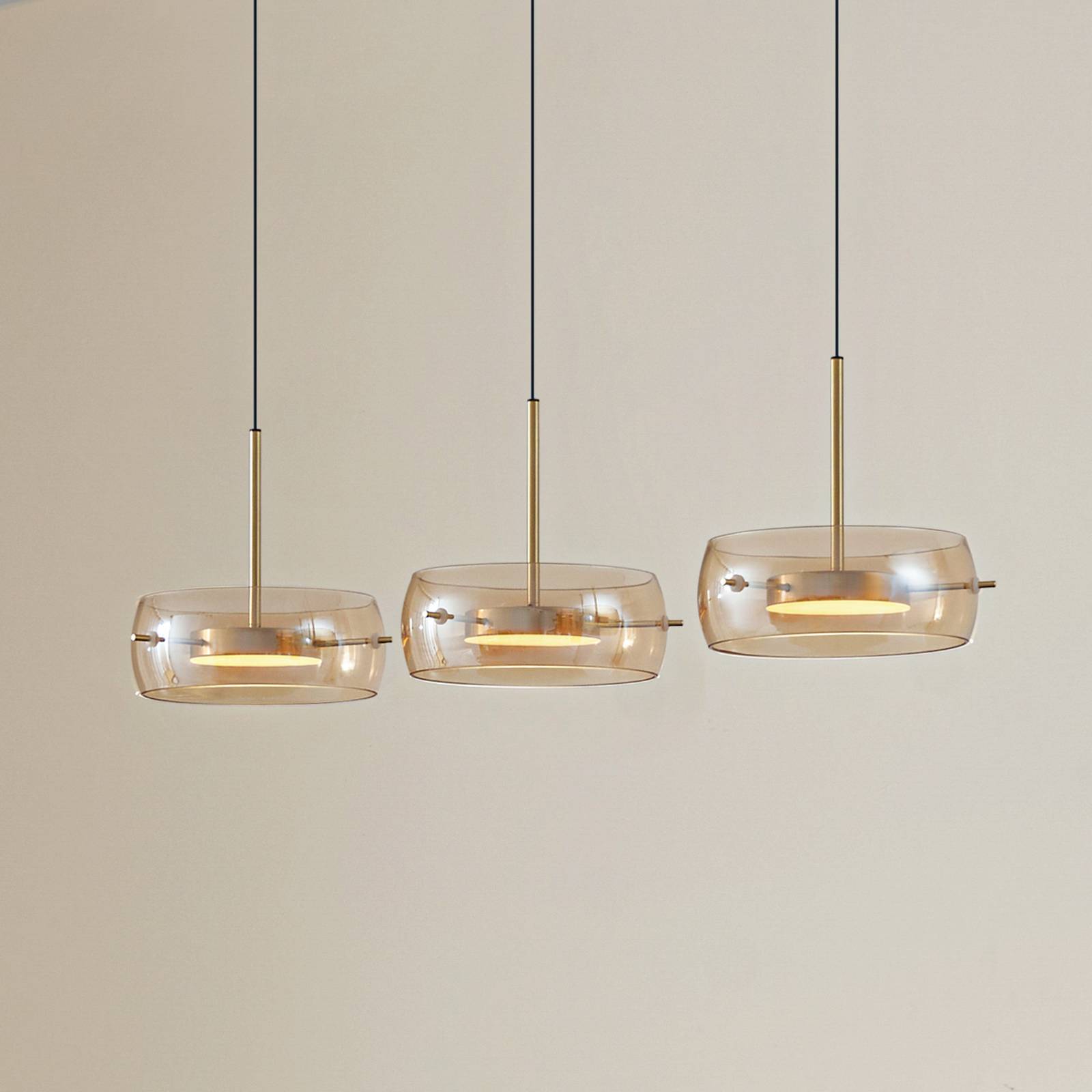 Lucande LED-Hängeleuchte Martis, amber, 3-flg., dimmbar günstig online kaufen