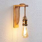 Lindby Helou wooden wall lamp, visible socket