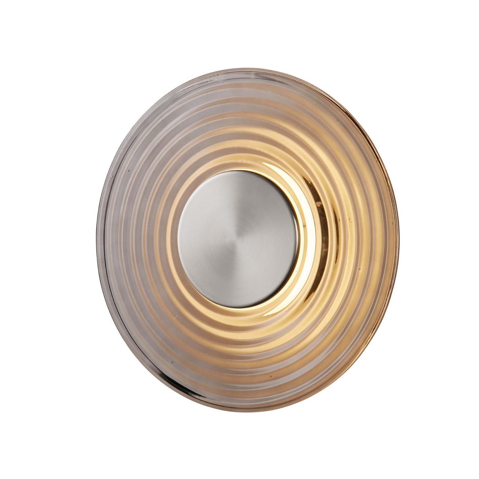 LED sienas lampa Cleo, pelēka/nikla krāsā, Ø 30 cm, stikls