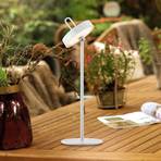 JUST LIGHT. Lámpara de mesa LED recargable Amag, blanca, hierro, IP44