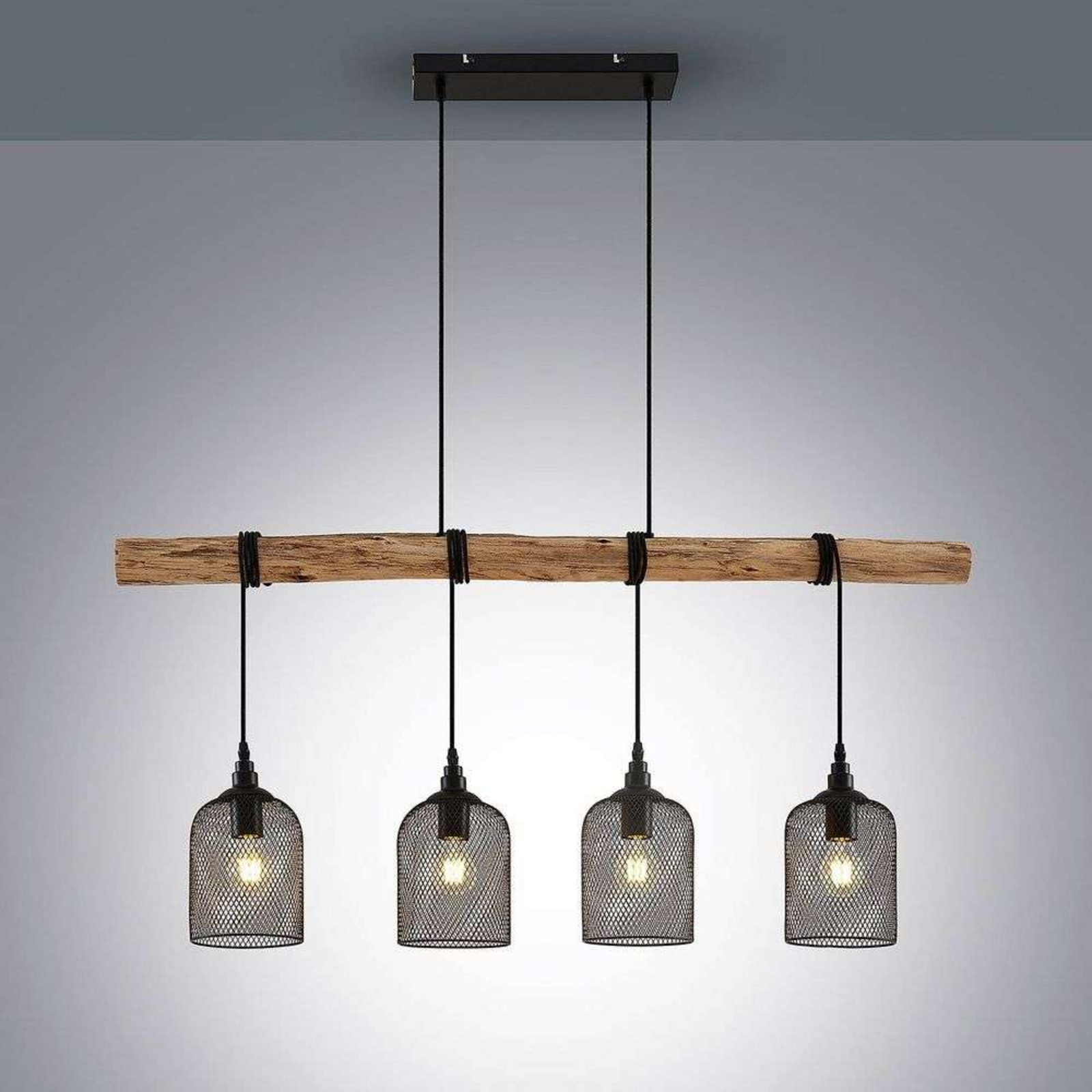 Elrond 4 Lustră Pendul Black/Wood - Lindby