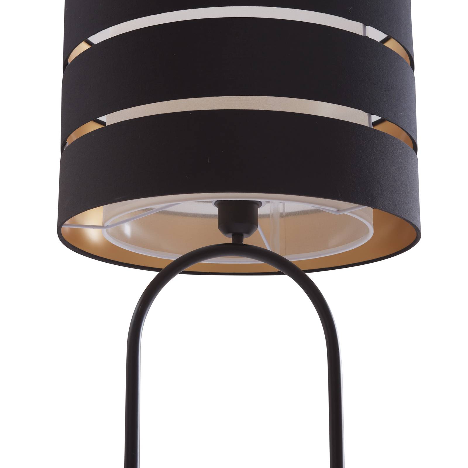 Lampa stojąca Lindby Tsomo, Ø 40 cm, czarna, tkanina, E27