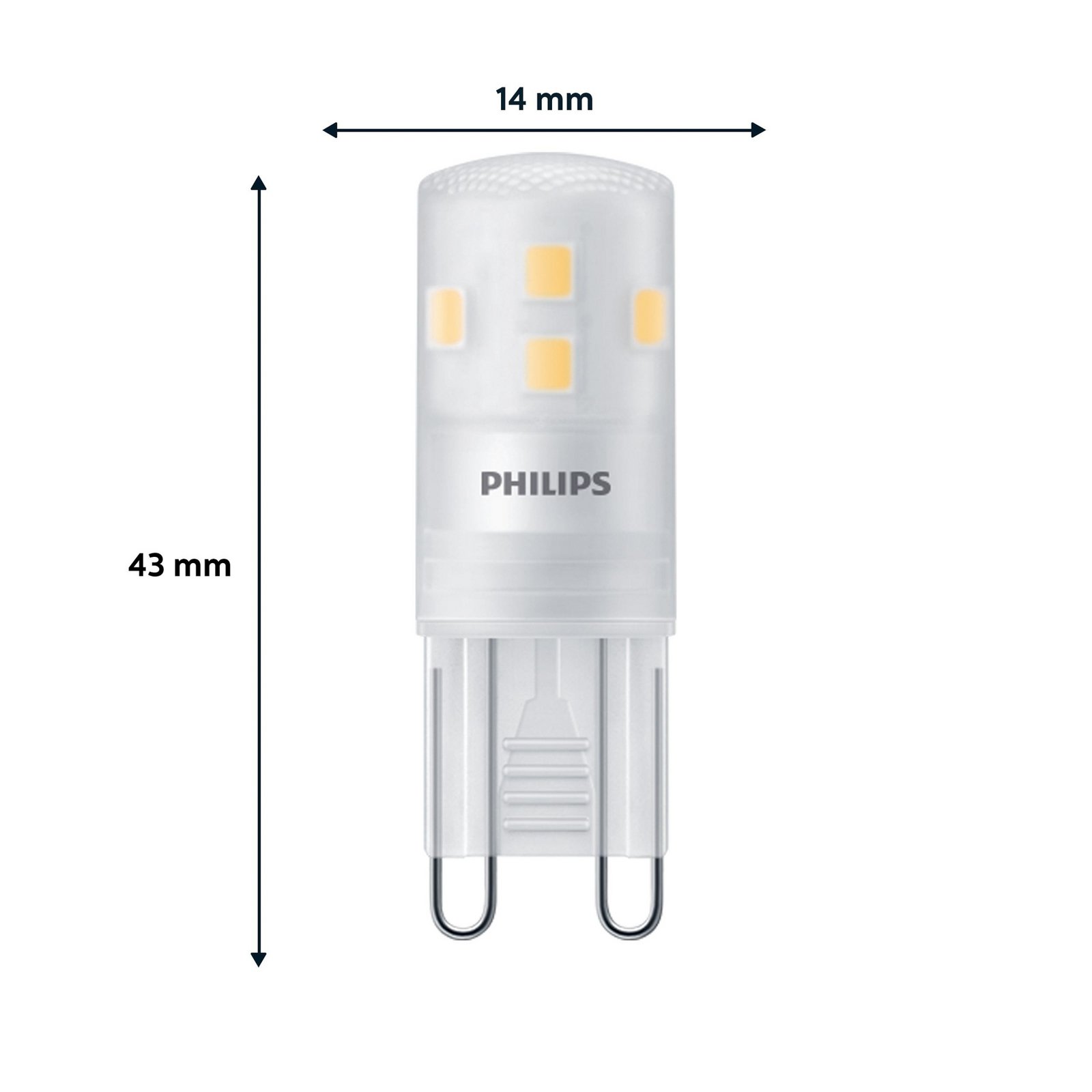 Philips LED-stiftpære G9 1,9W 220lm 2700K matt 3-pak