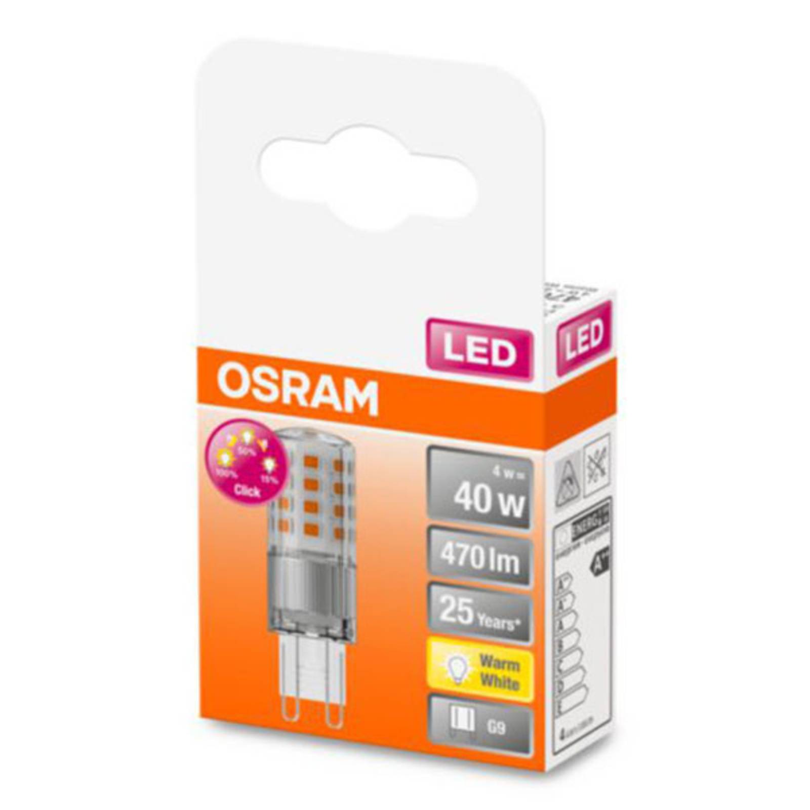 OSRAM LED-lampa G9 4 W 2 700 K klar 3-step-dim