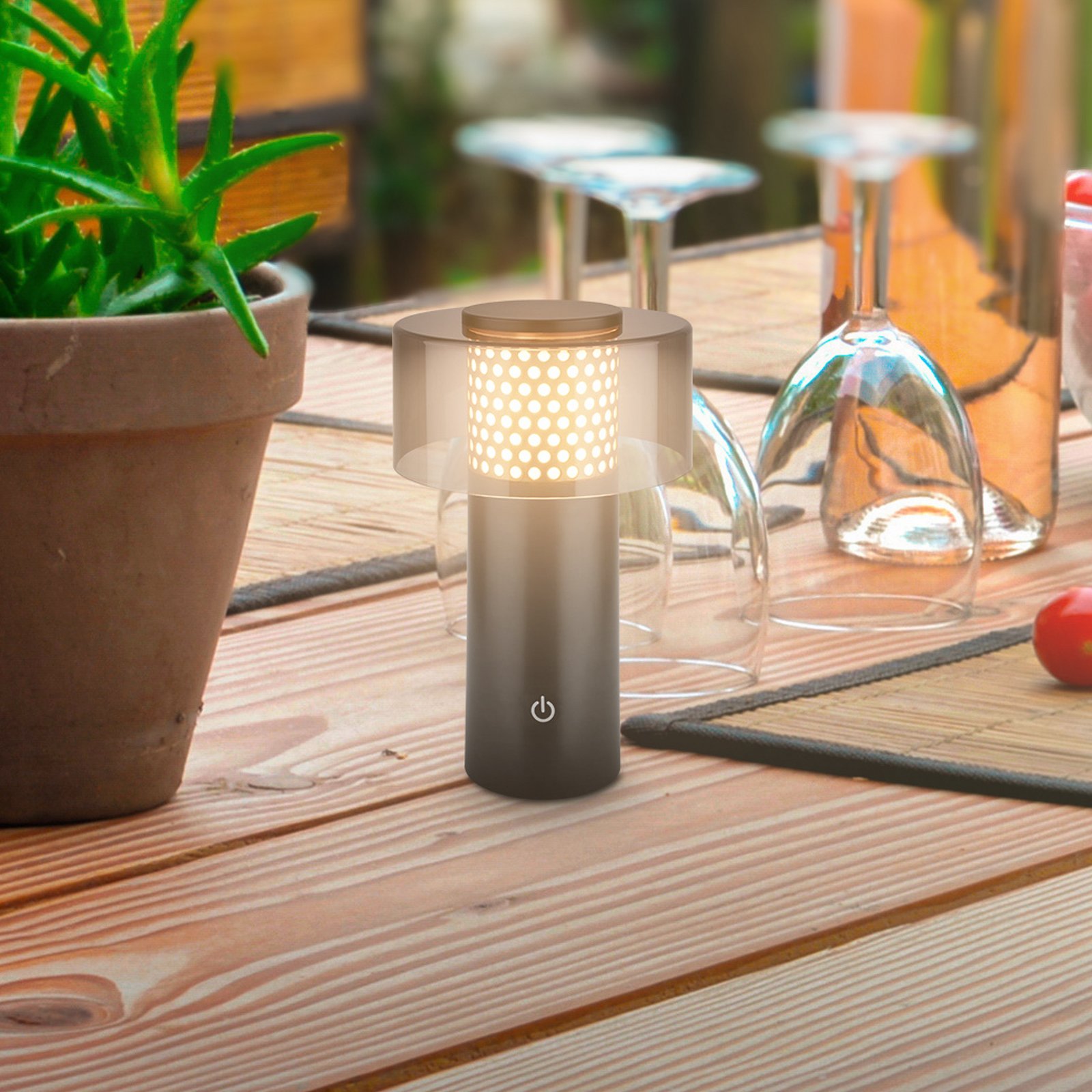 LED-akutoitega laualamp Brilo unplugged Gila, kuldne/must 21 cm
