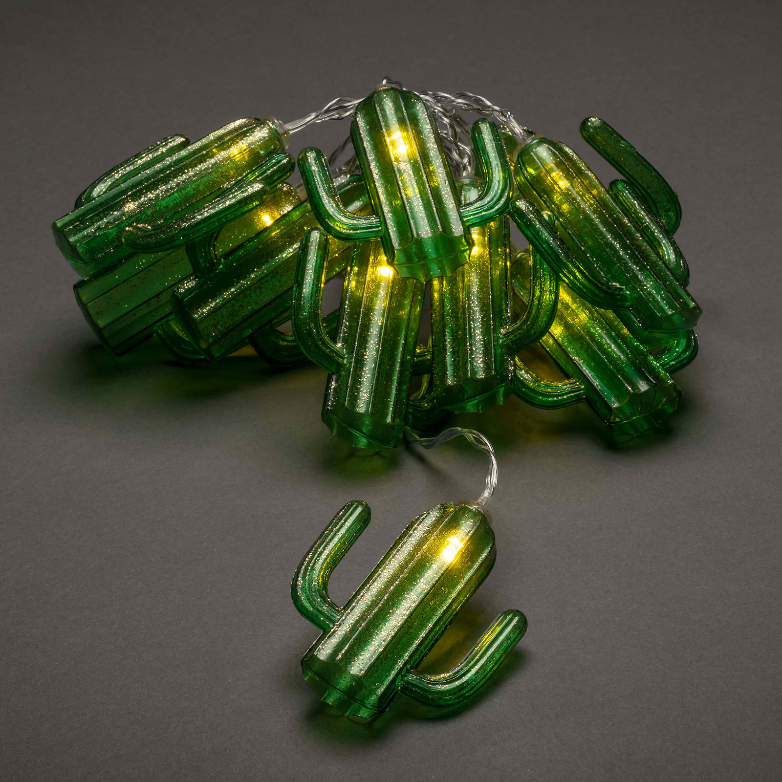 Cadena de luces LED Cactus, con pilas