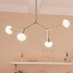 Suspension Cassius, bronze clair, longueur 100 cm, à 4 lampes, métal