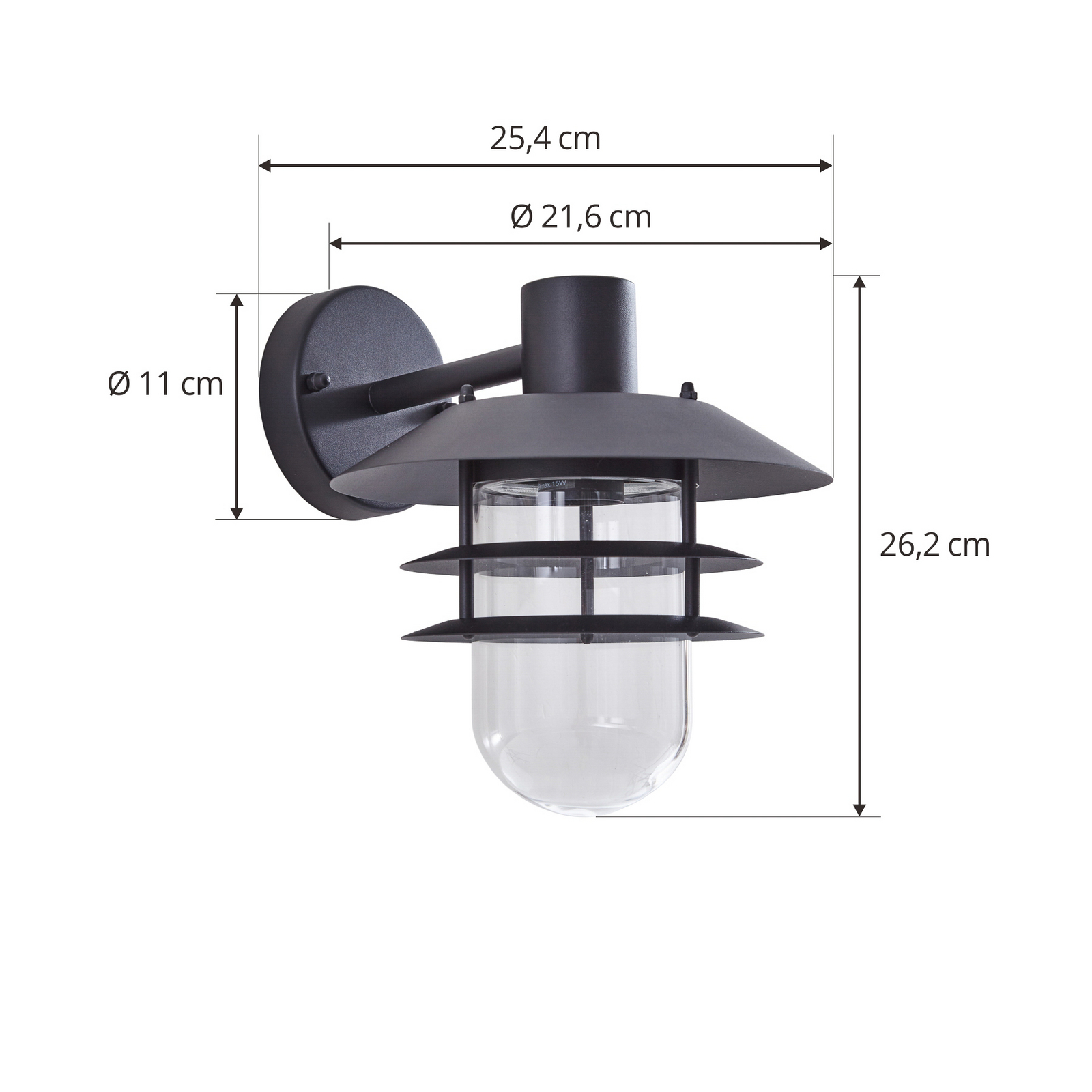Lindby Meliora buitenwandlamp, zwart, ijzer, IP44, E27 Lindby Meliora buitenwandlamp, zwart, ijzer, IP44, E27