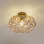 Lindby Lelia ceiling light, amber, glass, Ø 35 cm