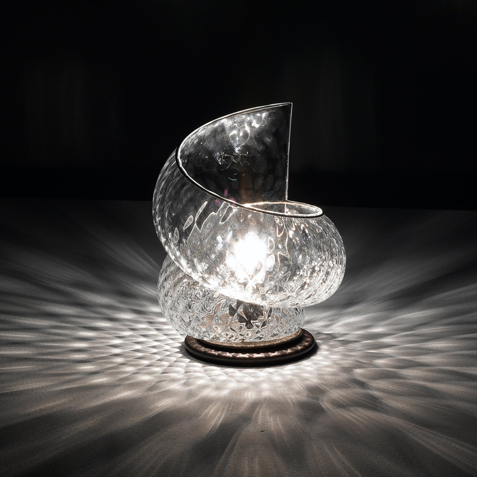 Tafellamp Chiocciola met heldere glas