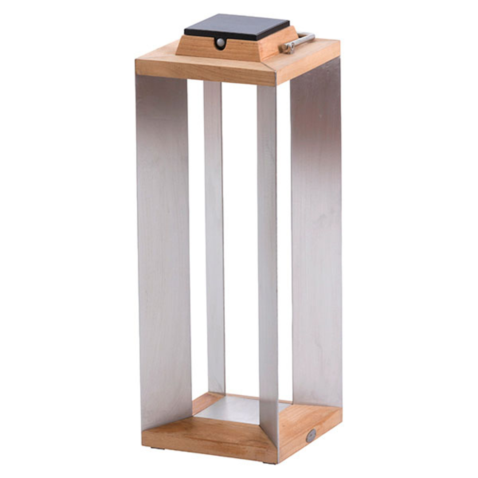 Teckinox soldrevet LED-lanterne, teak/stål, 65,5cm