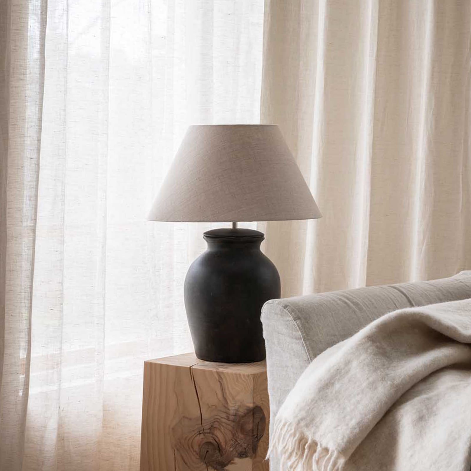 Pantalla de lámpara Basic Wide, beige, Ø 35 cm - Watt &amp; Veke