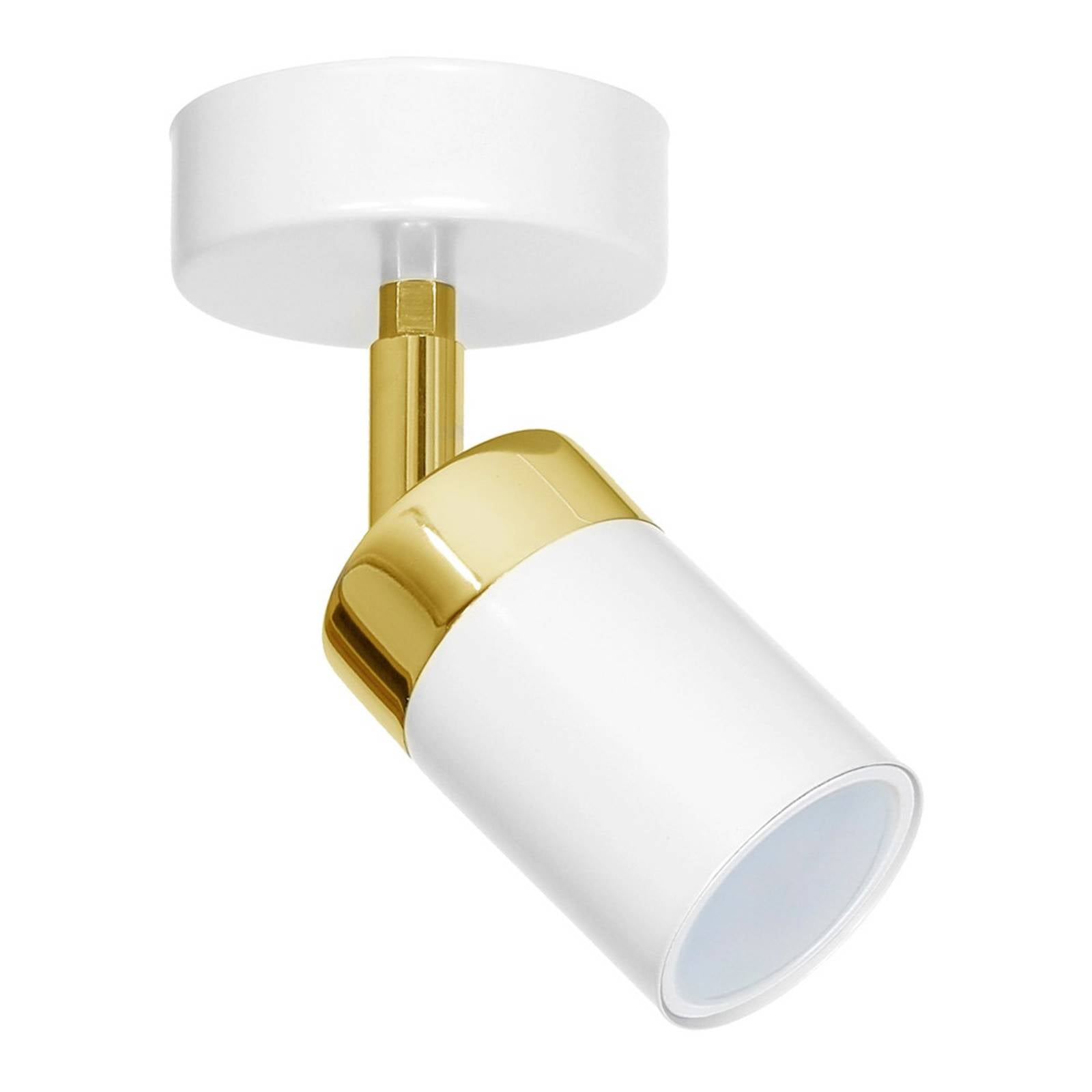 Euluna Joker ceiling spotlight, white/gold, one-bulb - Living / Dining Room - Flush Ceiling Light - dimmable - Modern