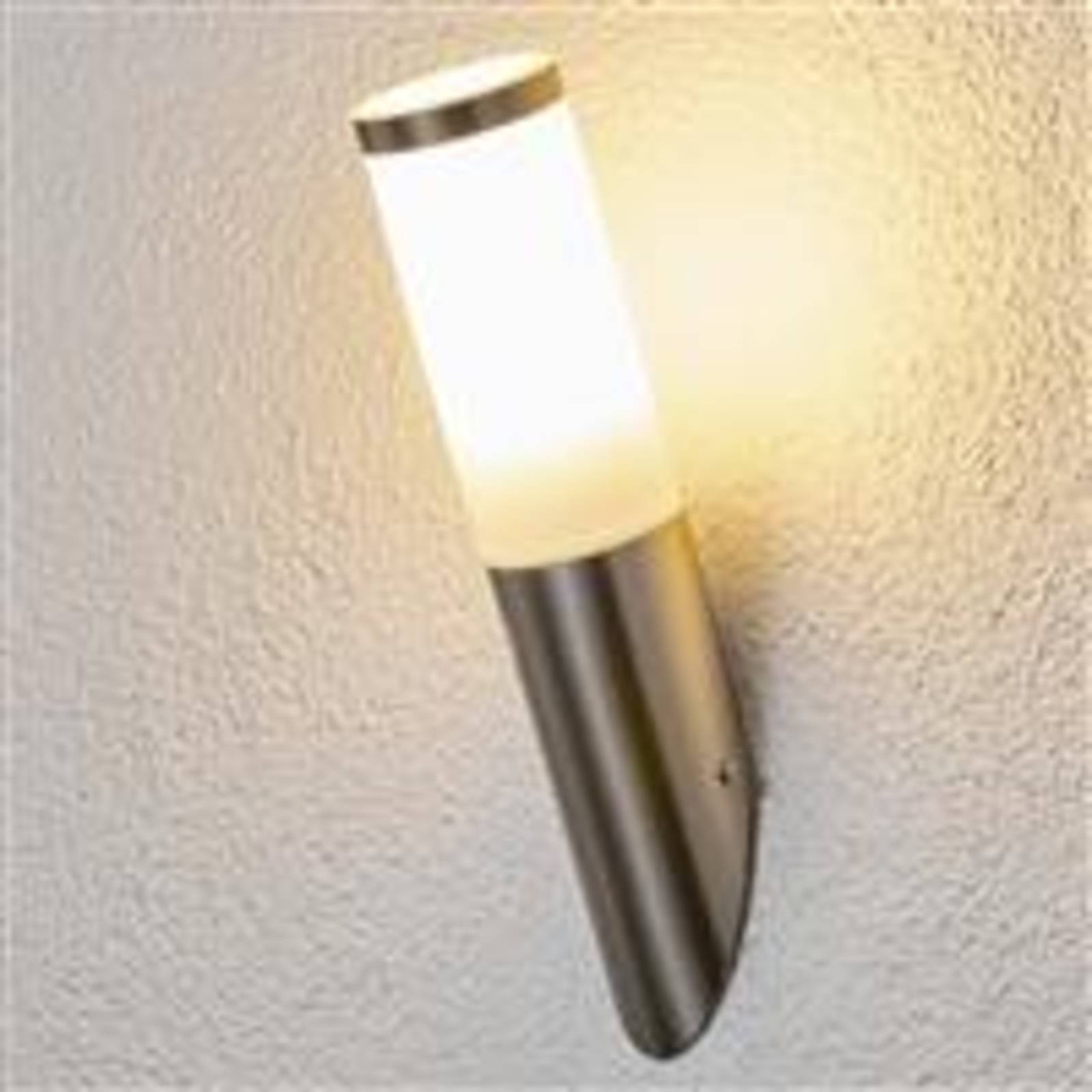 Lindby Kristof slanted stainless steel outdoor wall light, stainless steel, polycarbonate, E27, 40 W, L: 40 cm