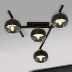 Smart ceiling lamp, black/clear, 4-bulb
