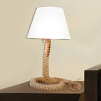 Rope - fabric table lamp with base made of rope