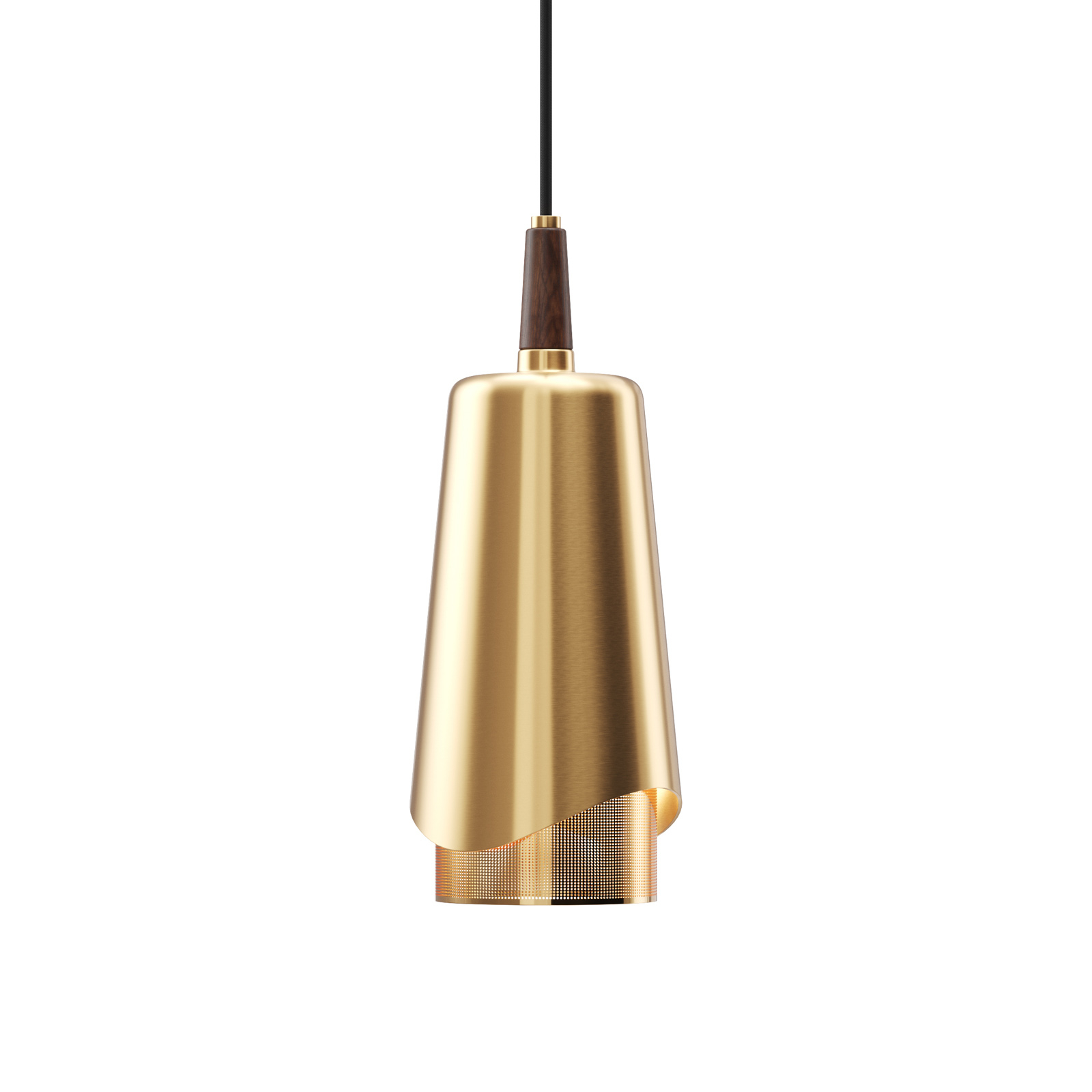 Audo Umanoff pendant light, brass and walnut