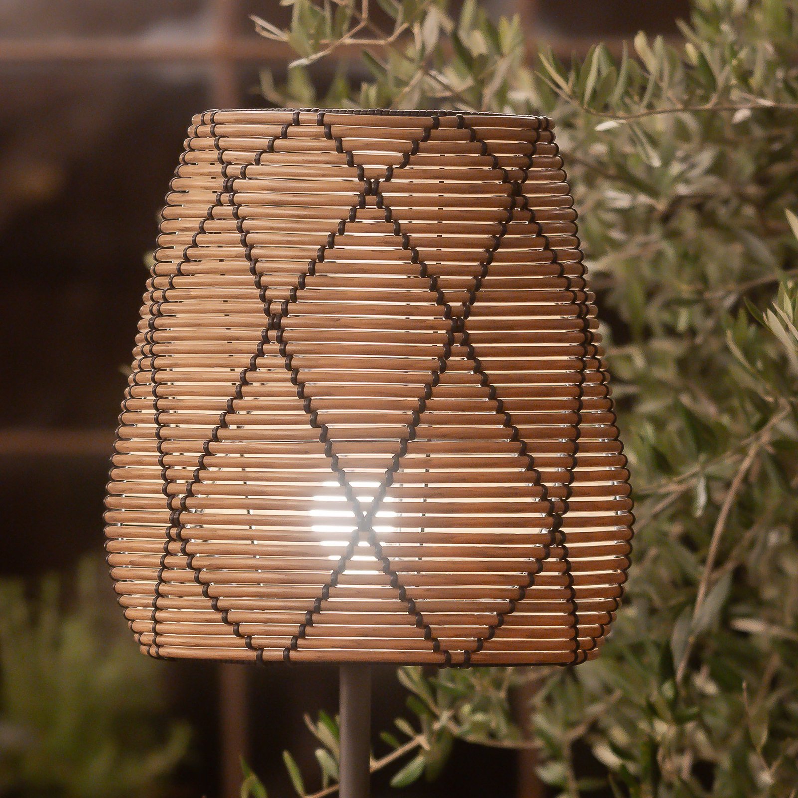 PR Home Lampe de terrasse Agnar Lollo, gris, aspect rotin, 71 cm